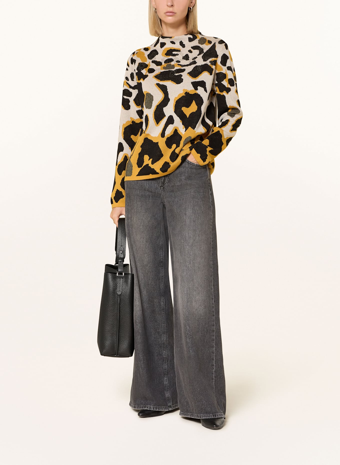 Betty Barclay Pullover mit Schmucksteinen: BEIGE / DUNKELGELB / SCHWARZ