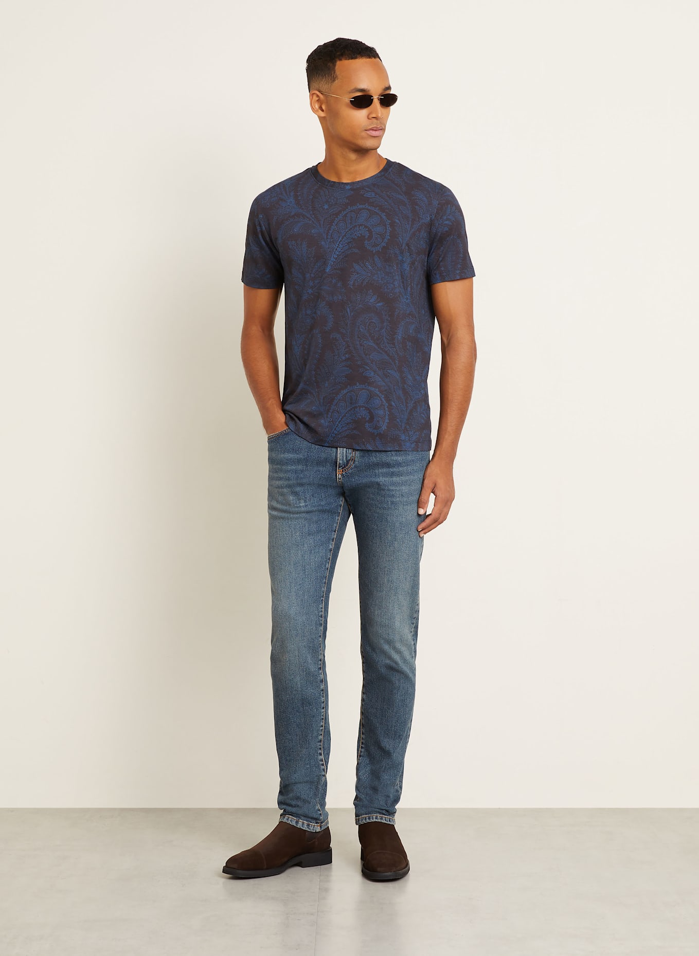 ETRO T-Shirt: DUNKELBLAU / BLAU