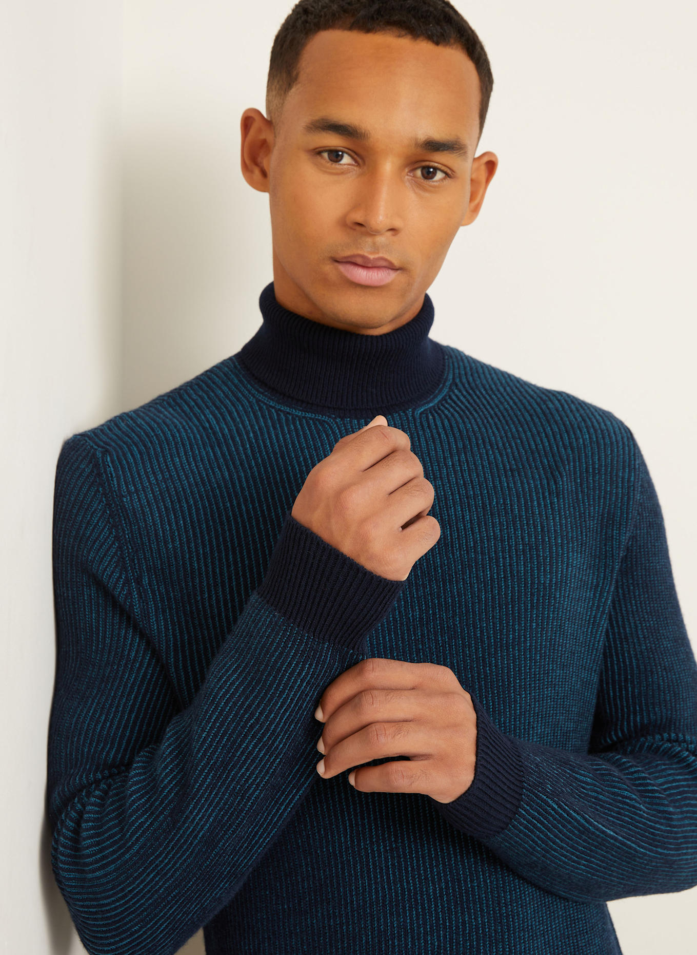 ETRO Rollkragenpullover: BLAU / DUNKELBLAU