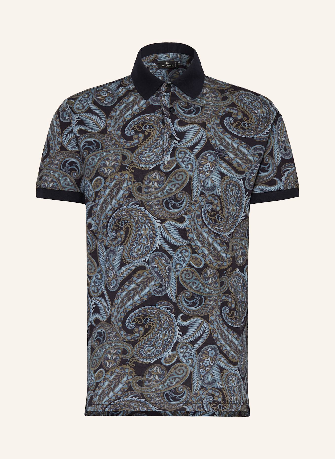 ETRO Piqué-Poloshirt Regular Fit: BLAU / HELLBLAU / BEIGE