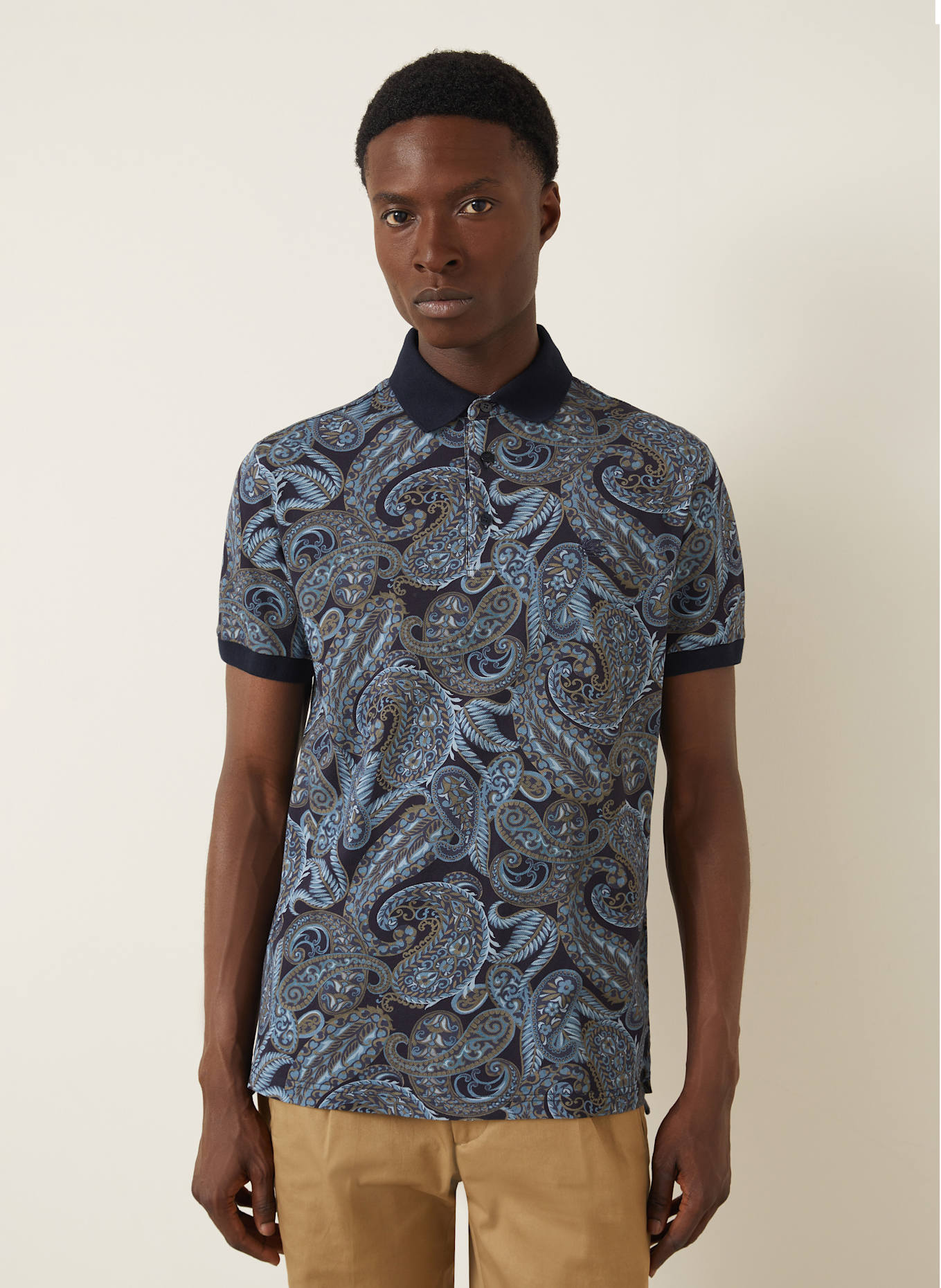 ETRO Piqué-Poloshirt Regular Fit: BLAU / HELLBLAU / BEIGE