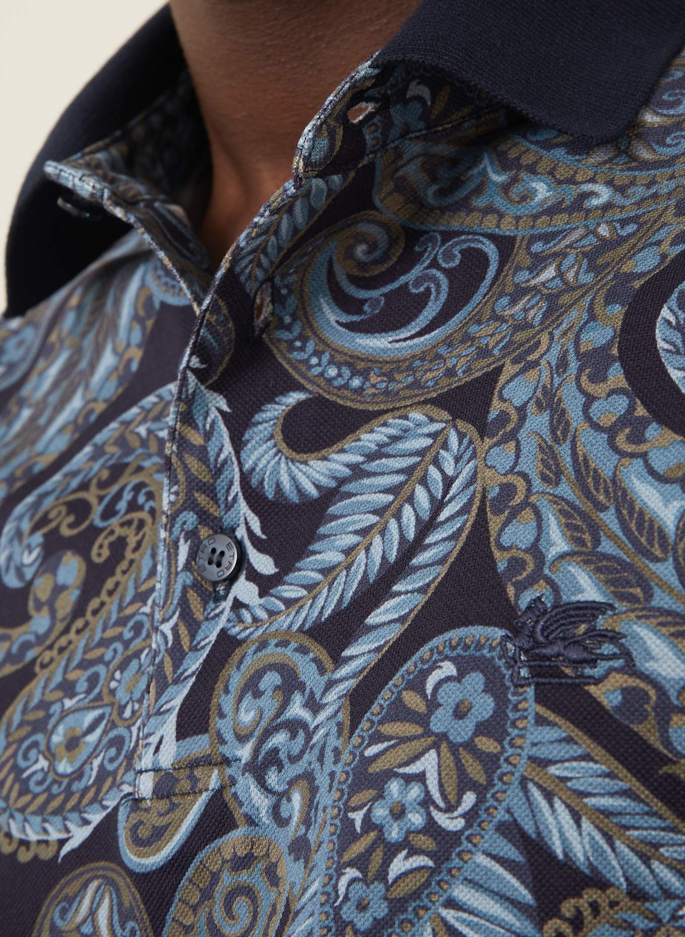 ETRO Piqué-Poloshirt Regular Fit: BLAU / HELLBLAU / BEIGE