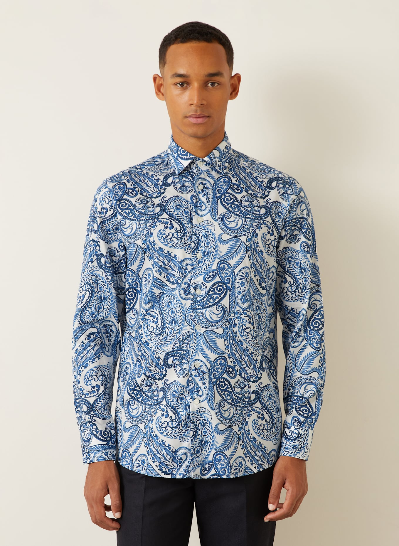 ETRO Hemd Regular Fit: WEISS / BLAU / DUNKELBLAU