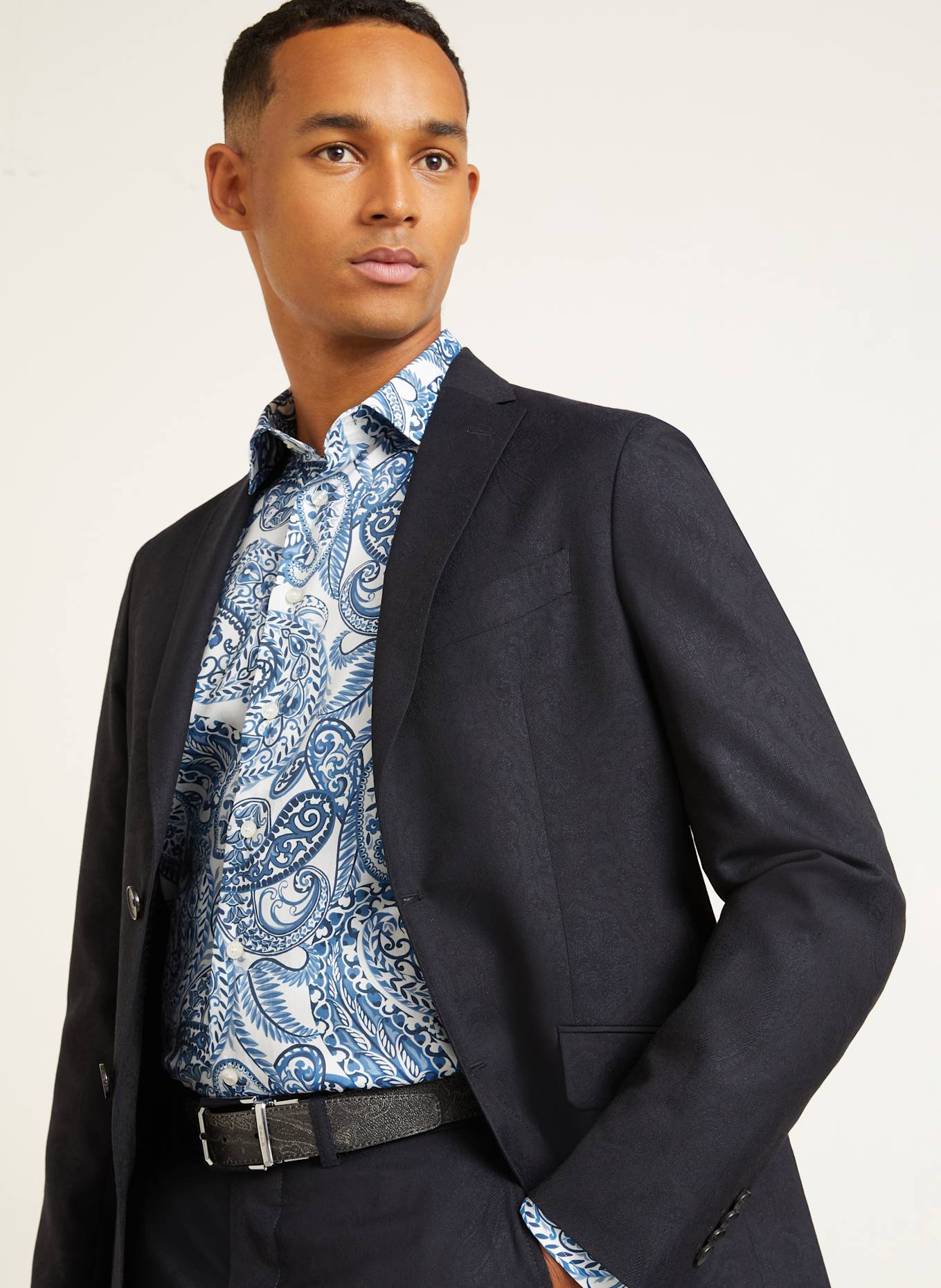 ETRO Hemd Regular Fit: WEISS / BLAU / DUNKELBLAU