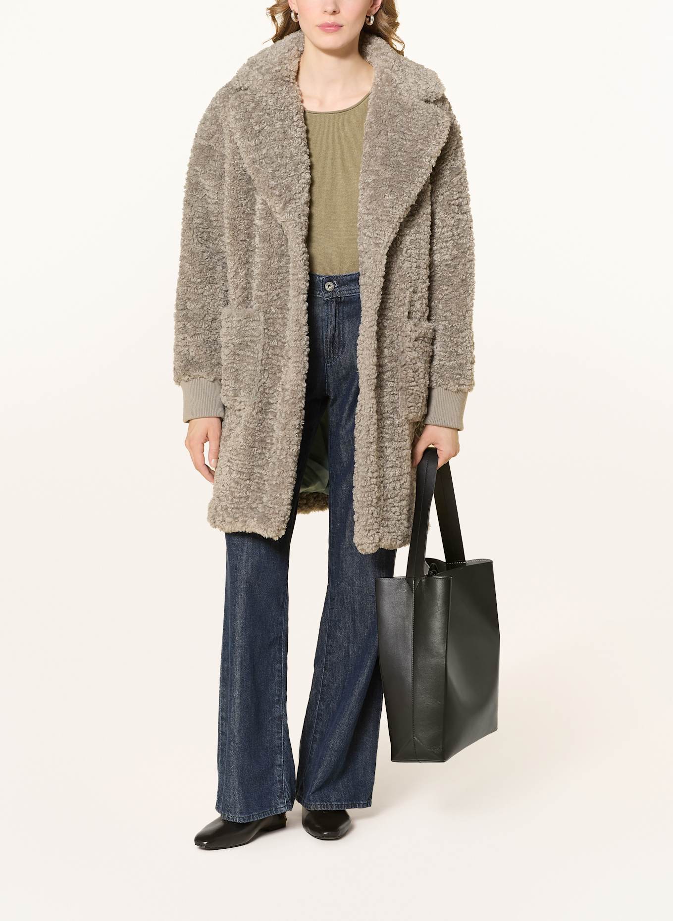 CARTOON Teddyfell-Mantel: TAUPE