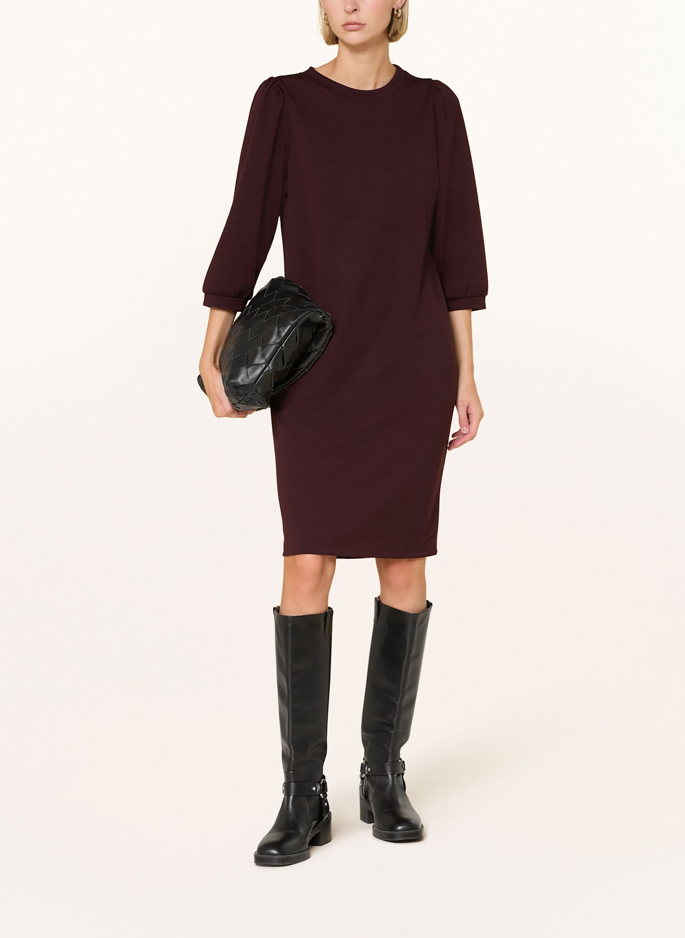 CARTOON Jerseykleid mit 3/4-Arm: DUNKELROT