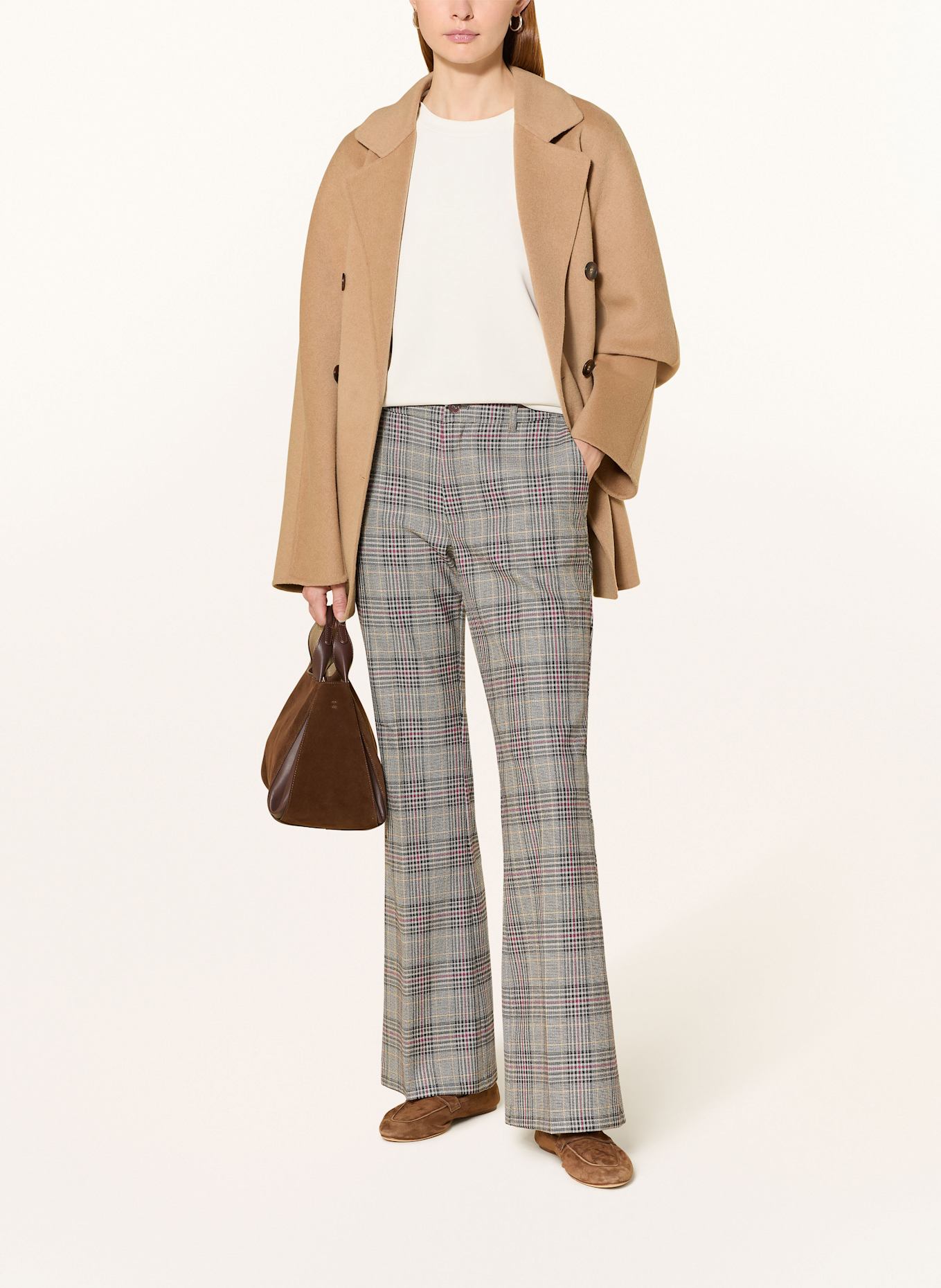 CARTOON Wide leg trousers: GRAY / BEIGE / PINK