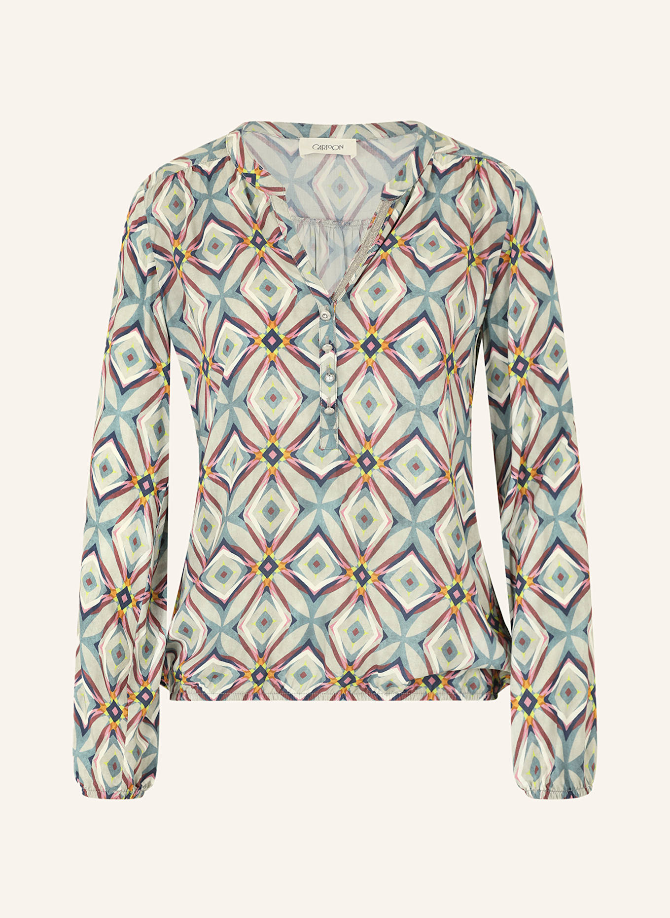 CARTOON Blusenshirt: PETROL / GRAU / ROSA