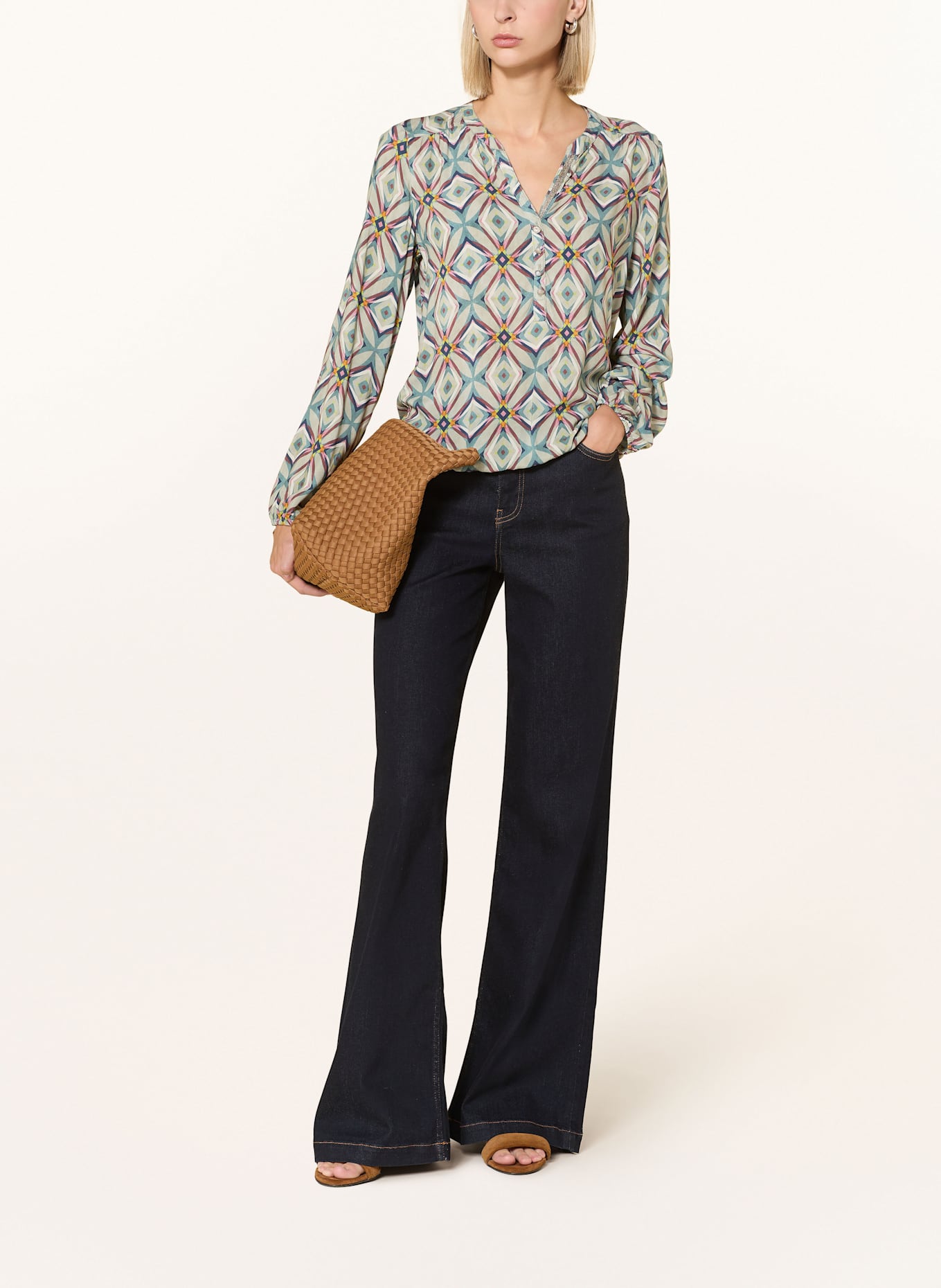 CARTOON Blusenshirt: PETROL / GRAU / ROSA