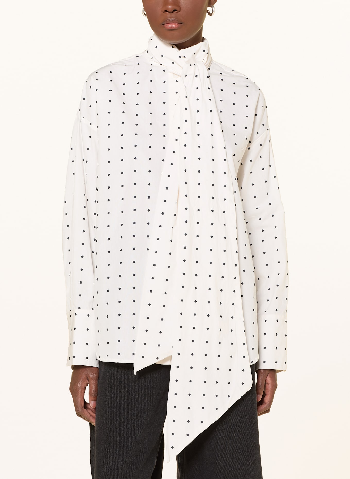 ESSENTIEL ANTWERP Oversized-Schluppenbluse IMOVERIT: WEISS / SCHWARZ