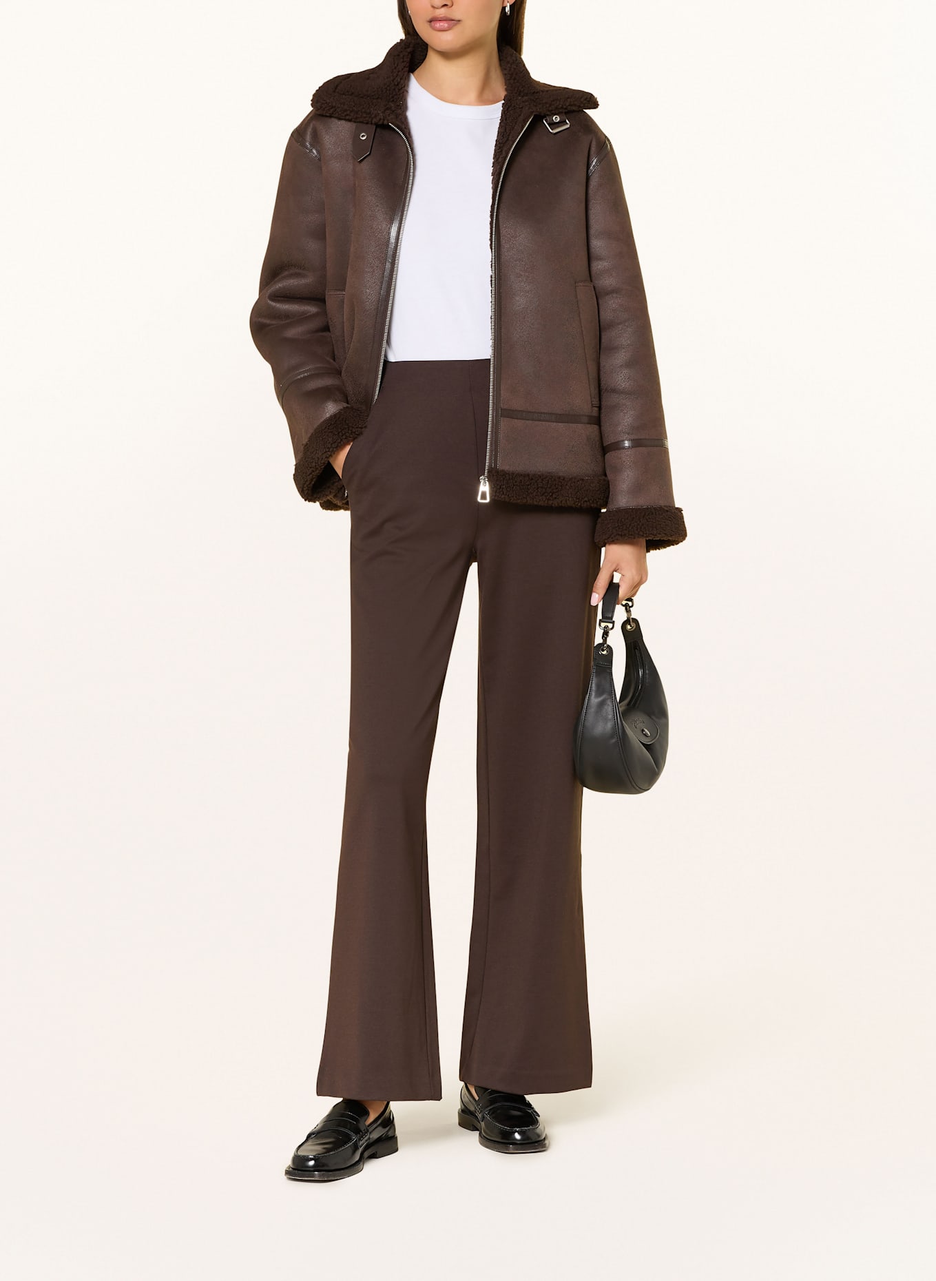 ICHI Marlenehose aus Jersey: DUNKELBRAUN