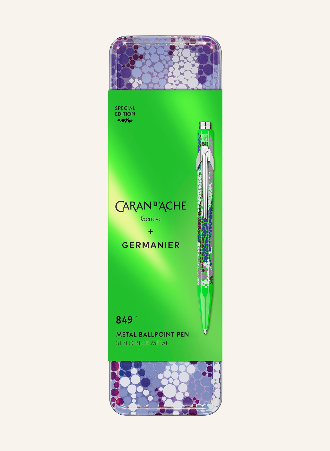 CARAN d'ACHE Kugelschreiber 849™ GERMANIER: NEONGRÜN / HELLLILA / FUCHSIA