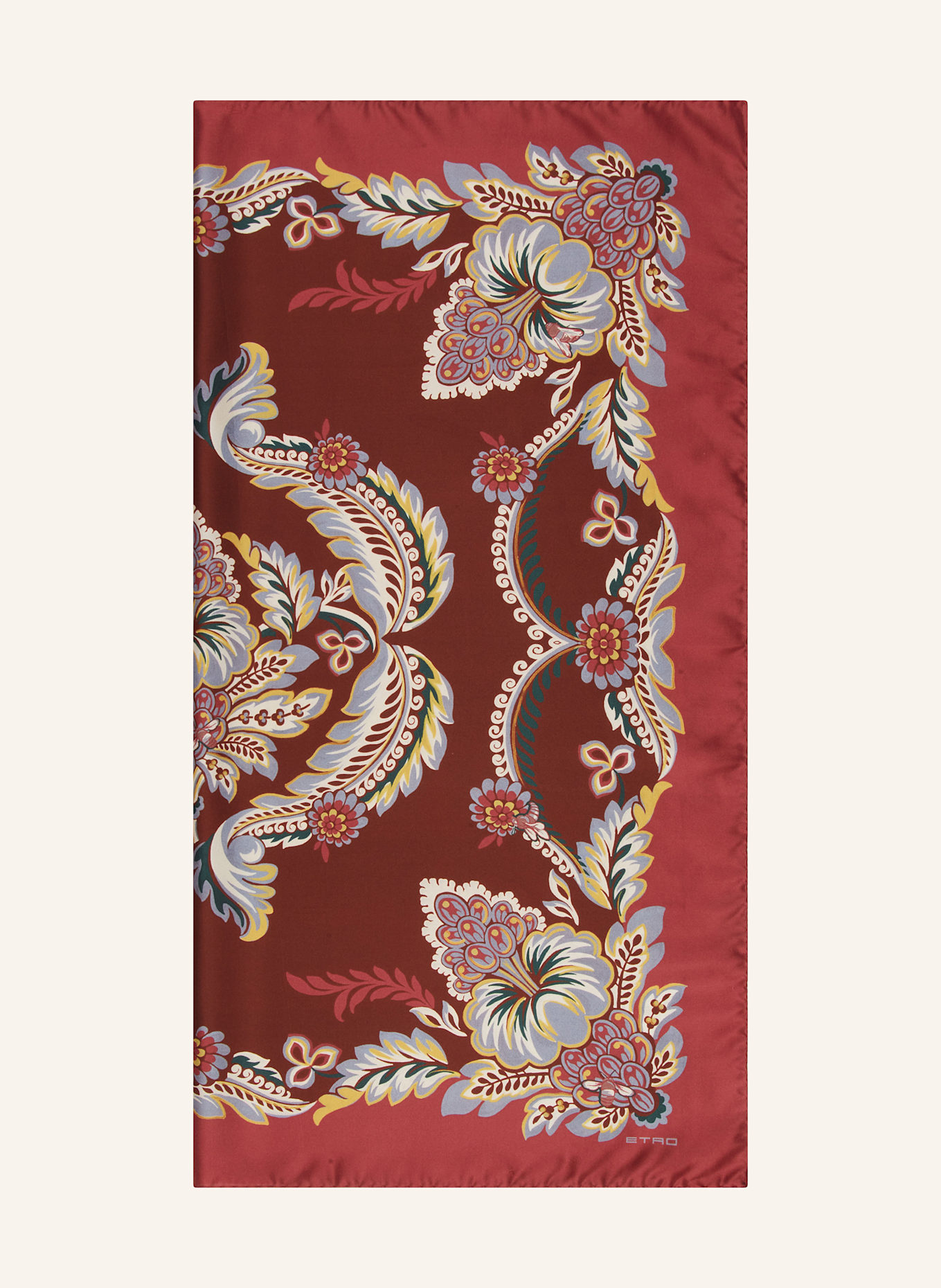 ETRO Seidentuch: DUNKELROT / ROT / CREME