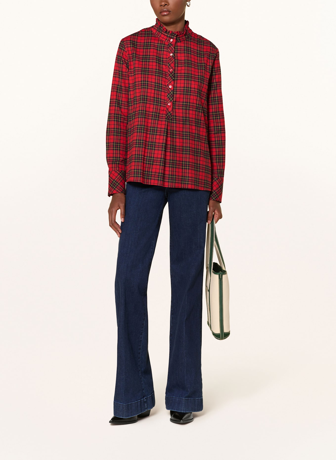 lilienfels Bluzka z falbankami: CZERWONY / CZARNY / CIEMNOŻÓŁTY