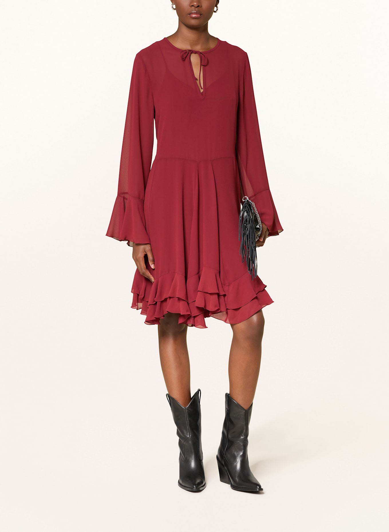 MRS & HUGS Kleid mit Volants: DUNKELROT