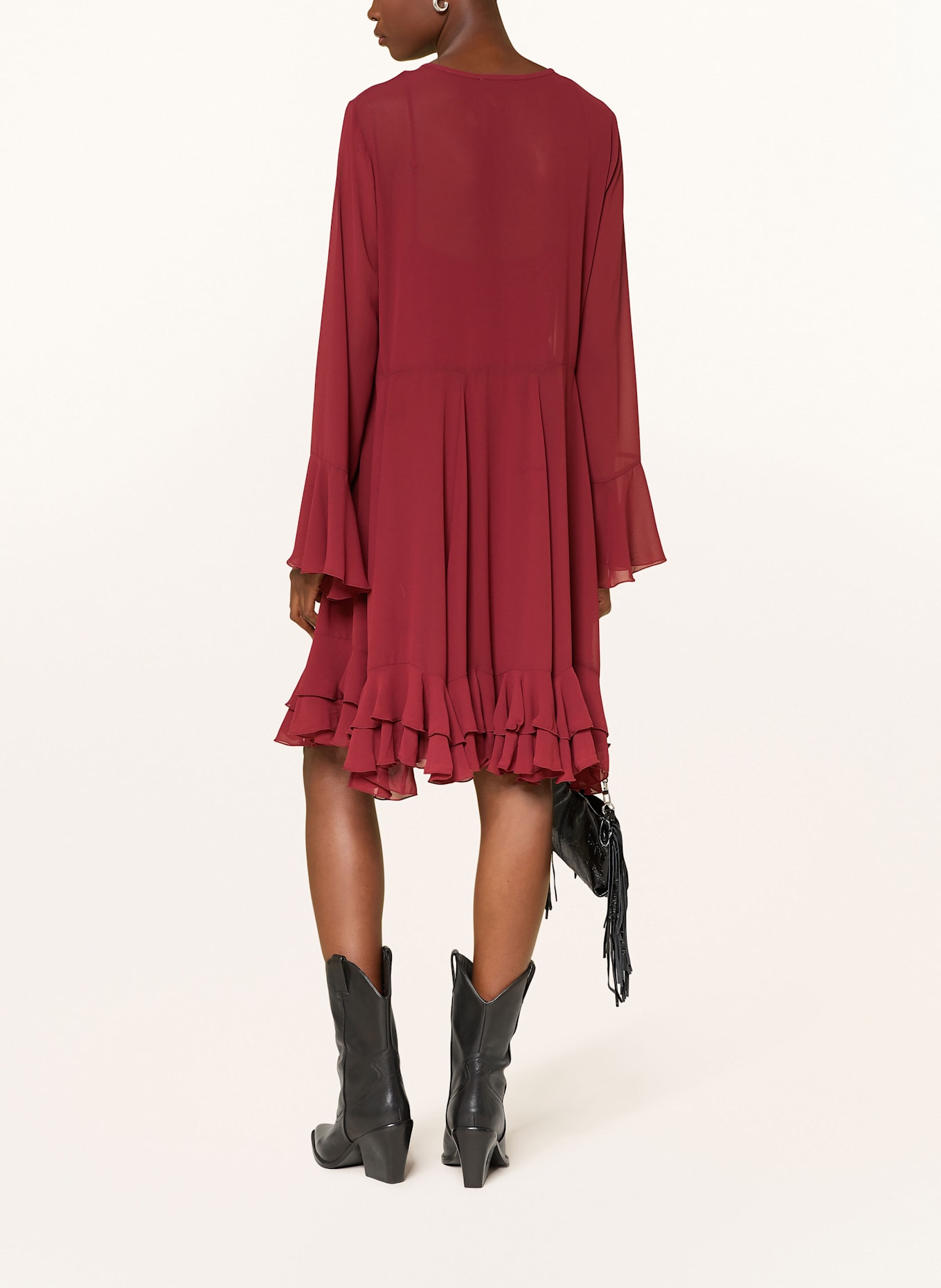 MRS & HUGS Kleid mit Volants: DUNKELROT