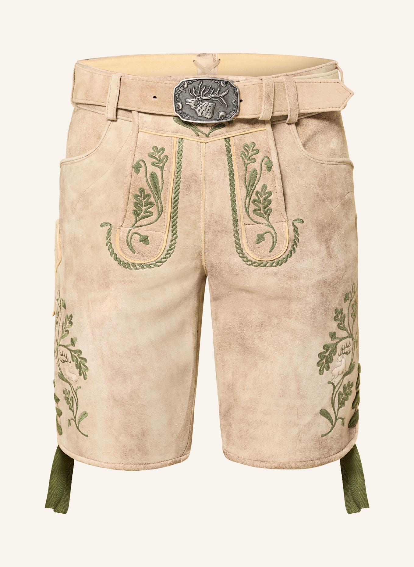 Spieth & Wensky Trachten-Lederhose GARVIN: HELLBRAUN / DUNKELGRÜN