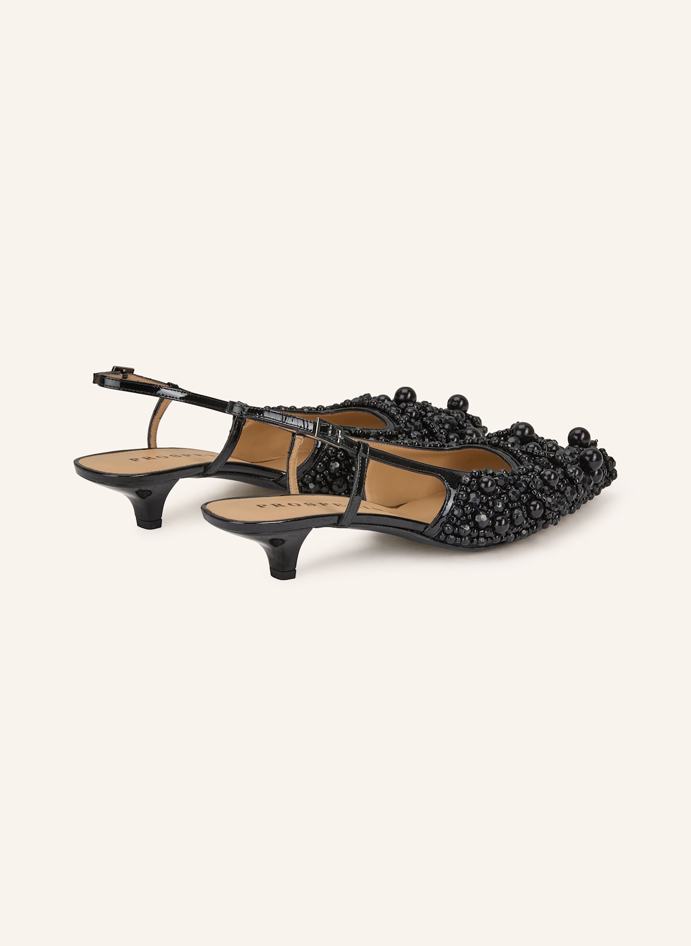 PROSPERINE Slingpumps mit Schmucksteinen: SCHWARZ