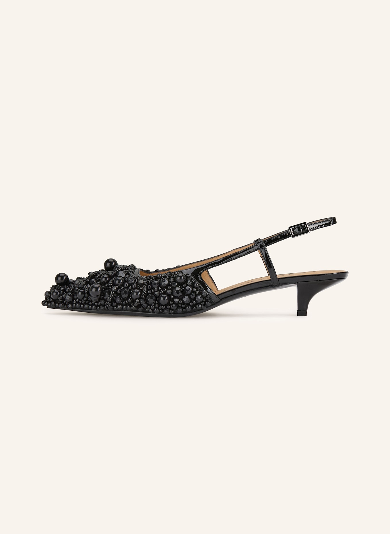 PROSPERINE Slingpumps mit Schmucksteinen: SCHWARZ