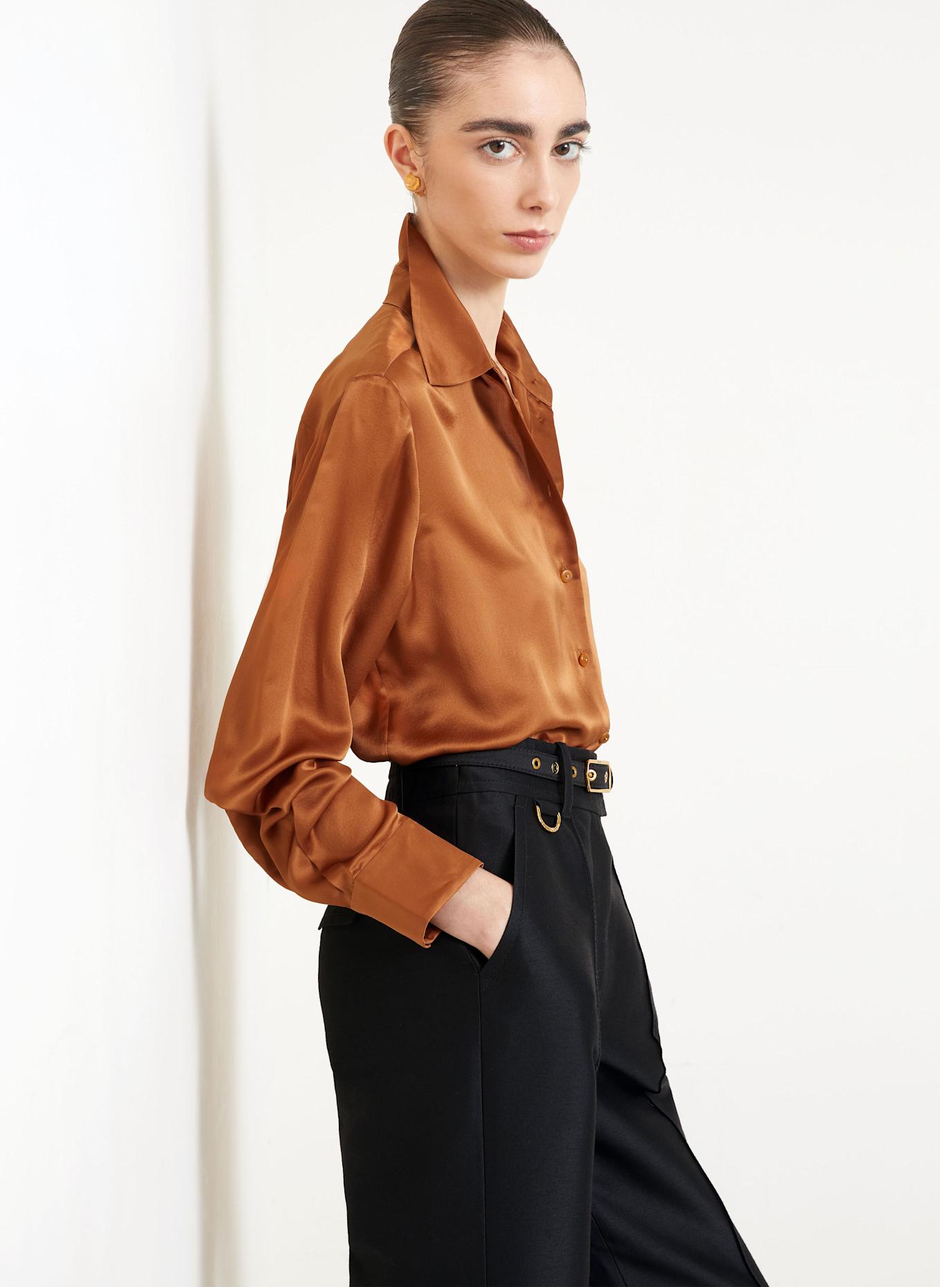 ZIMMERMANN Koszula HYPNOTIC z jedwabiu: CIEMNOPOMARAŃCZOWY