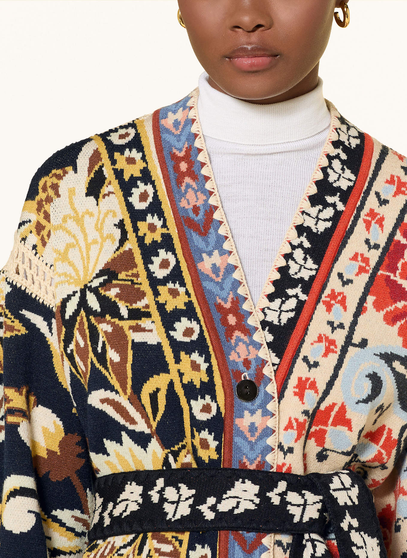 FARM RIO Strickhülle: CREME / ROT / DUNKELBLAU