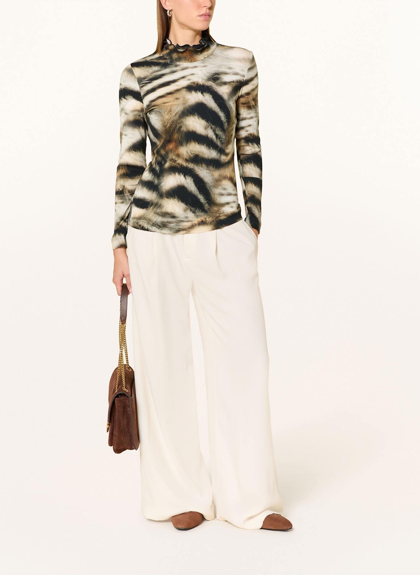 ZAÍDA Longsleeve: SCHWARZ / WEISS / CAMEL