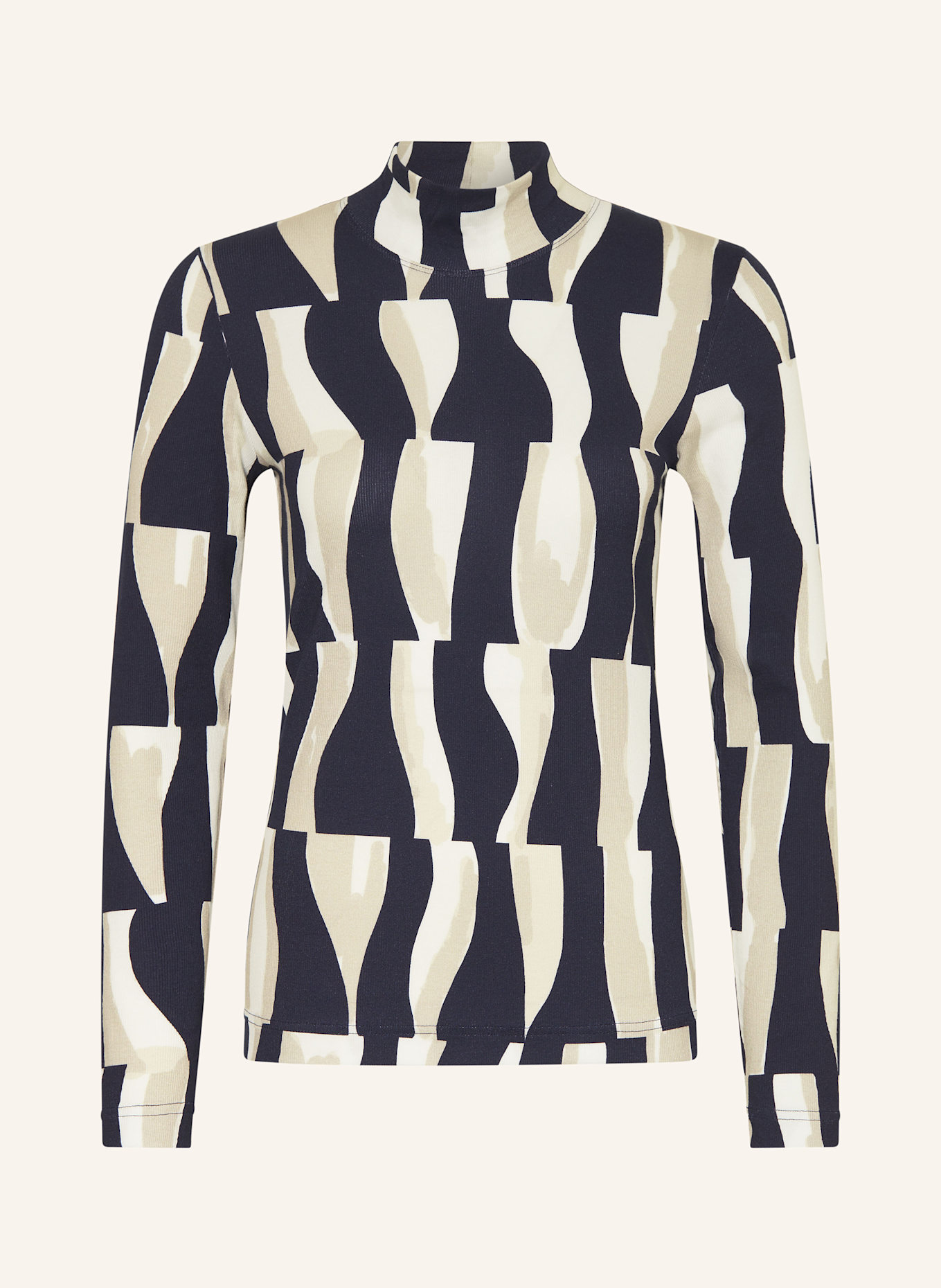 efixelle Longsleeve: WEISS / BEIGE / DUNKELBLAU