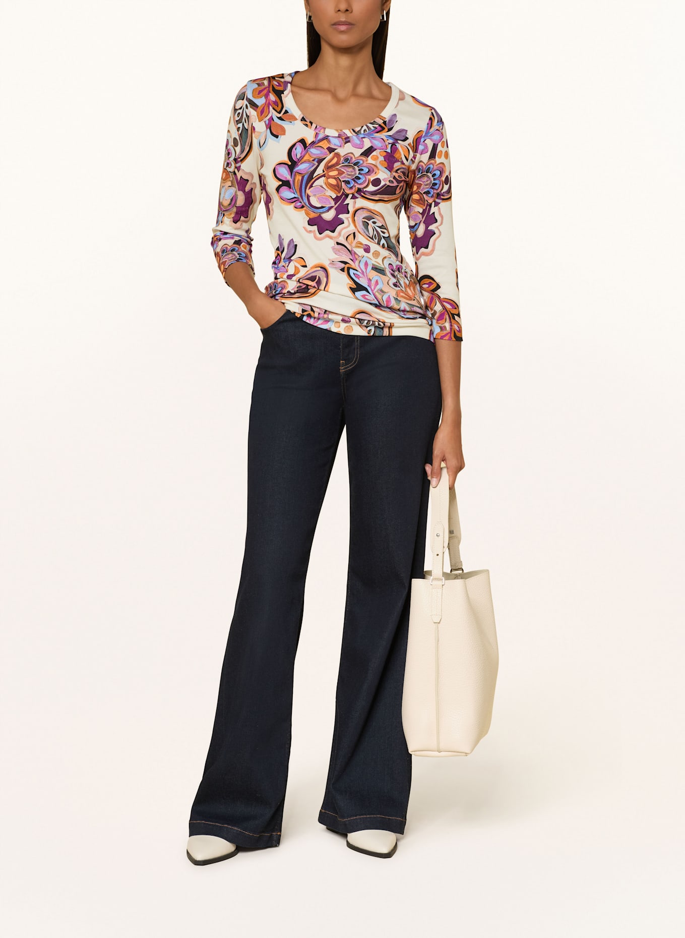 efixelle Shirt mit 3/4-Arm: HELLGELB / ORANGE / LILA