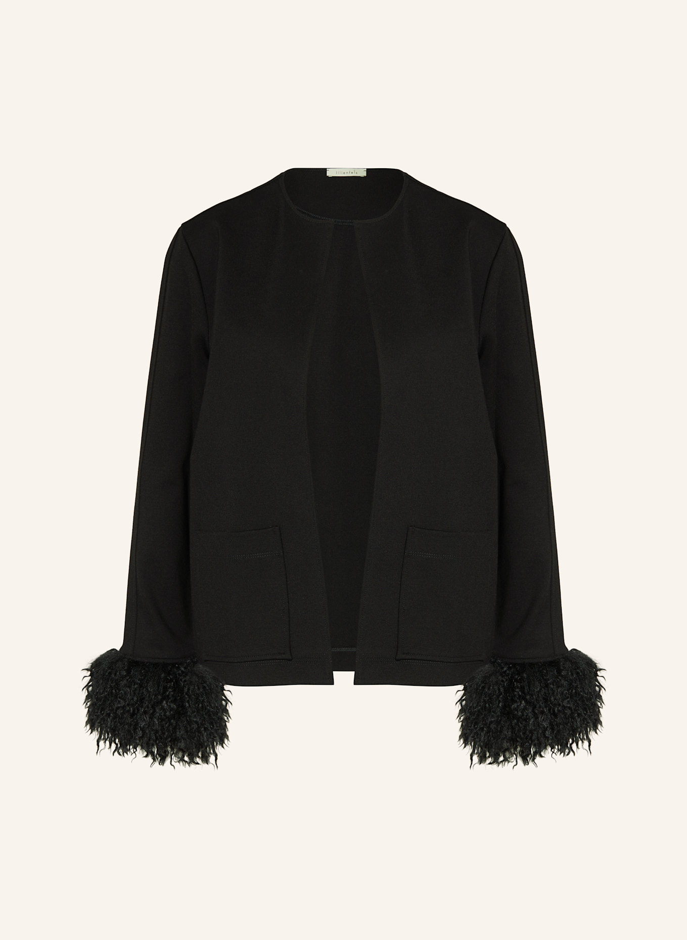 lilienfels Jerseyblazer mit Kunstfell: SCHWARZ