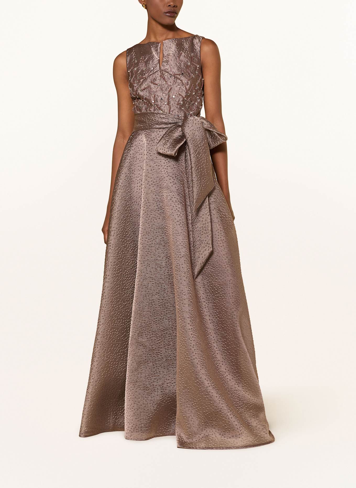 TALBOT RUNHOF Abendkleid mit Schmucksteinen: TAUPE