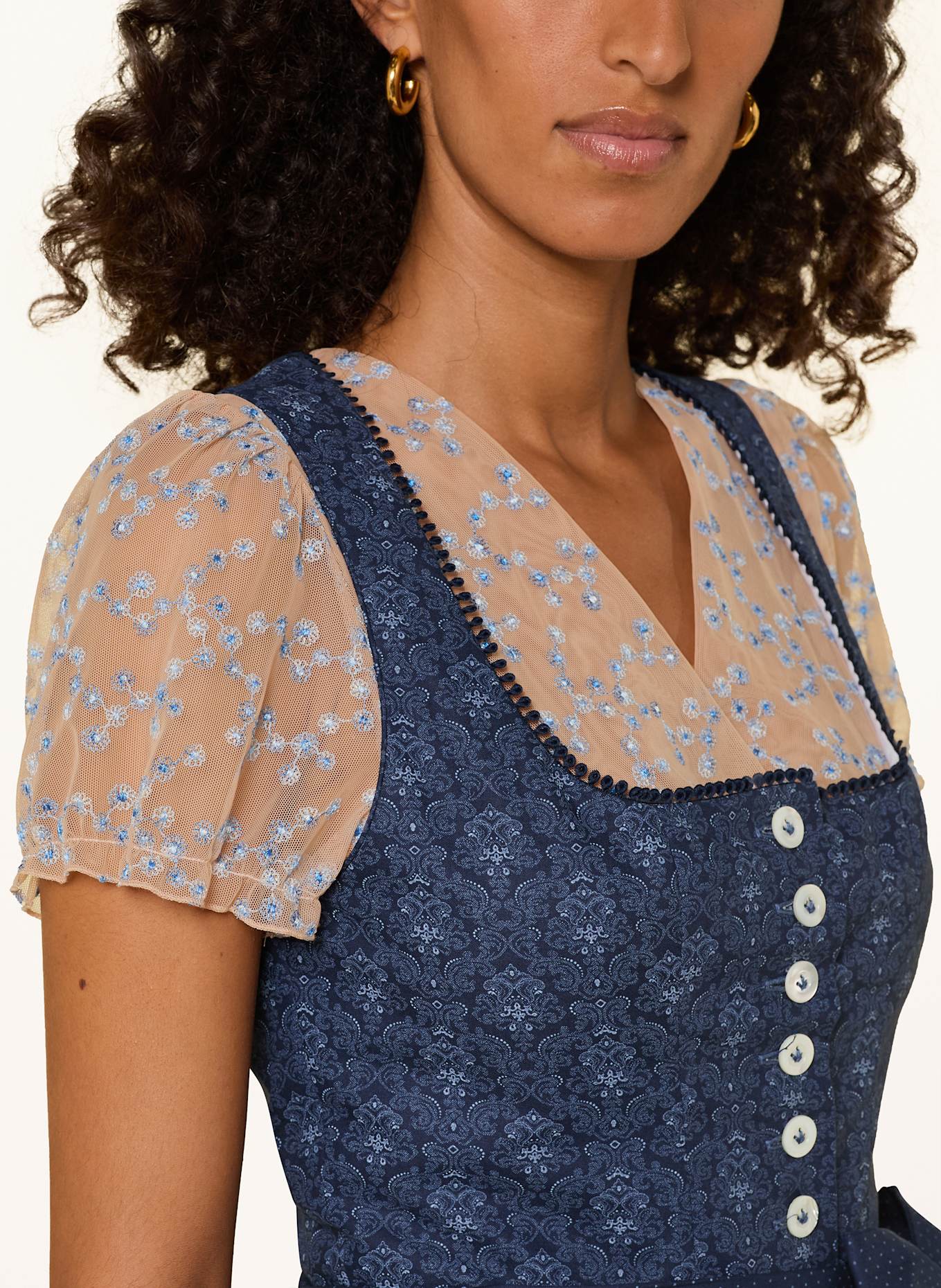 Johann & Johanna Dirndlbluse: BEIGE / BLAU