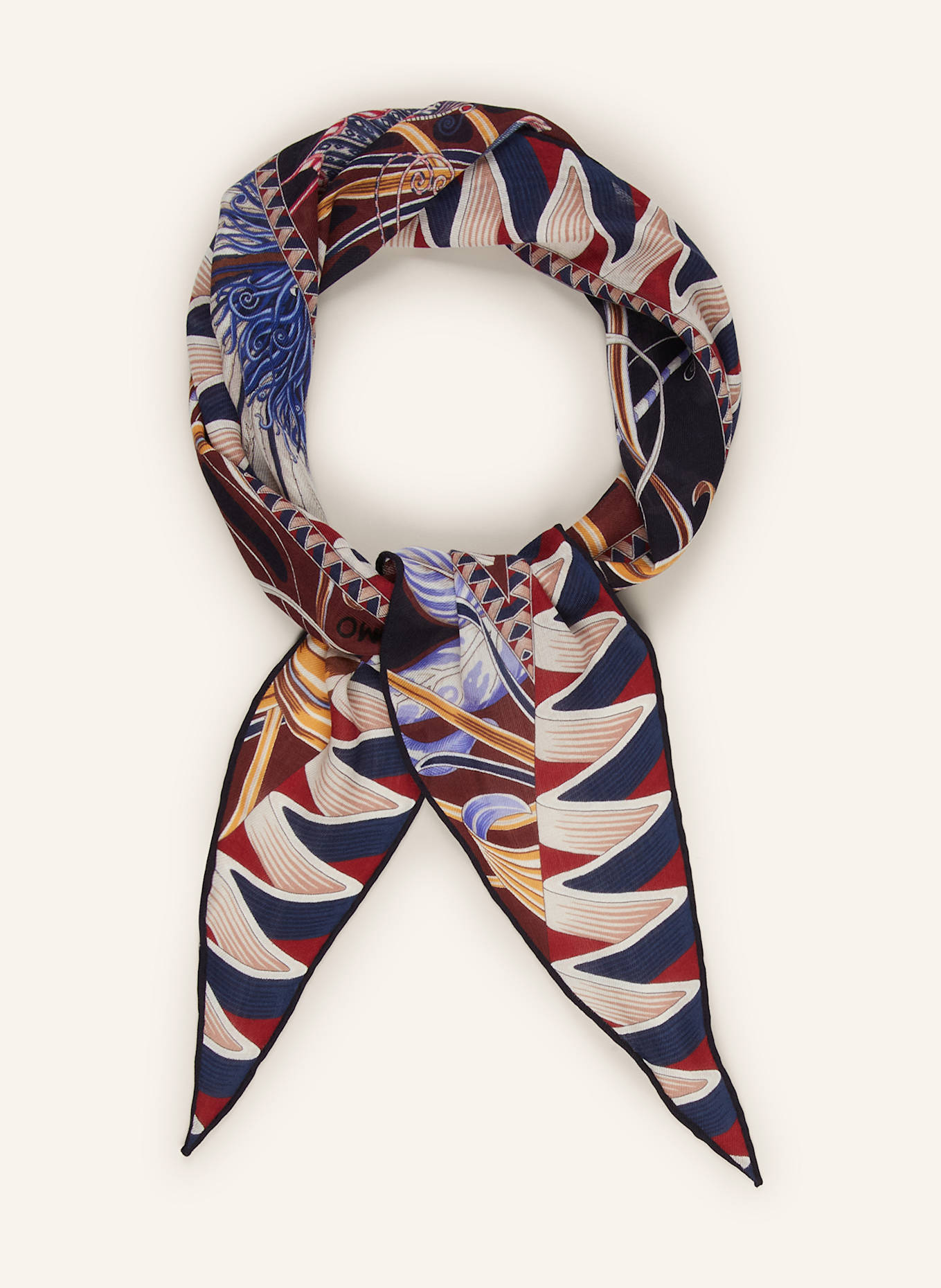 FERRAGAMO Šátek GIADAFLY: TMAVĚ MODRÁ / TMAVĚ ČERVENÁ / KRÉMOVÁ