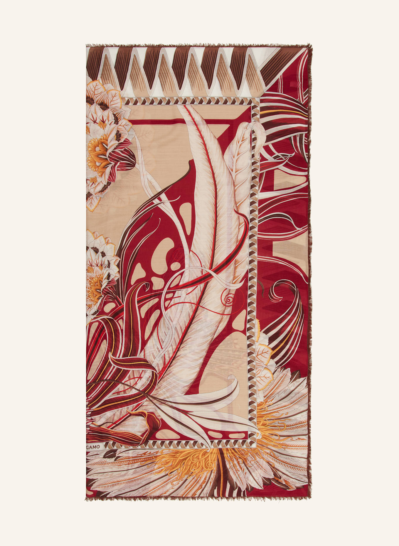 FERRAGAMO Tuch GIADAFLY: FUCHSIA / CREME / BRAUN