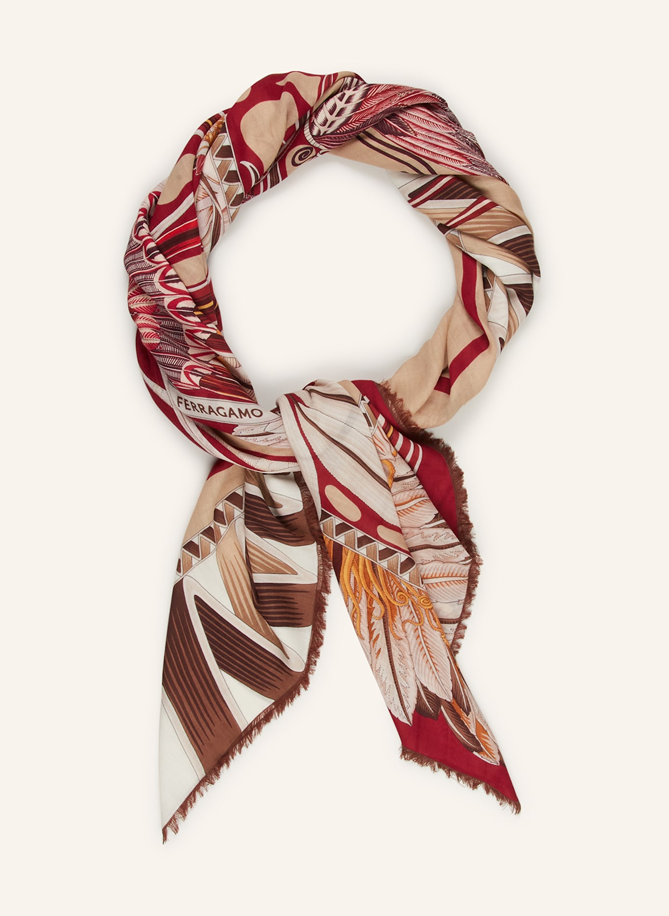 FERRAGAMO Tuch GIADAFLY: FUCHSIA / CREME / BRAUN