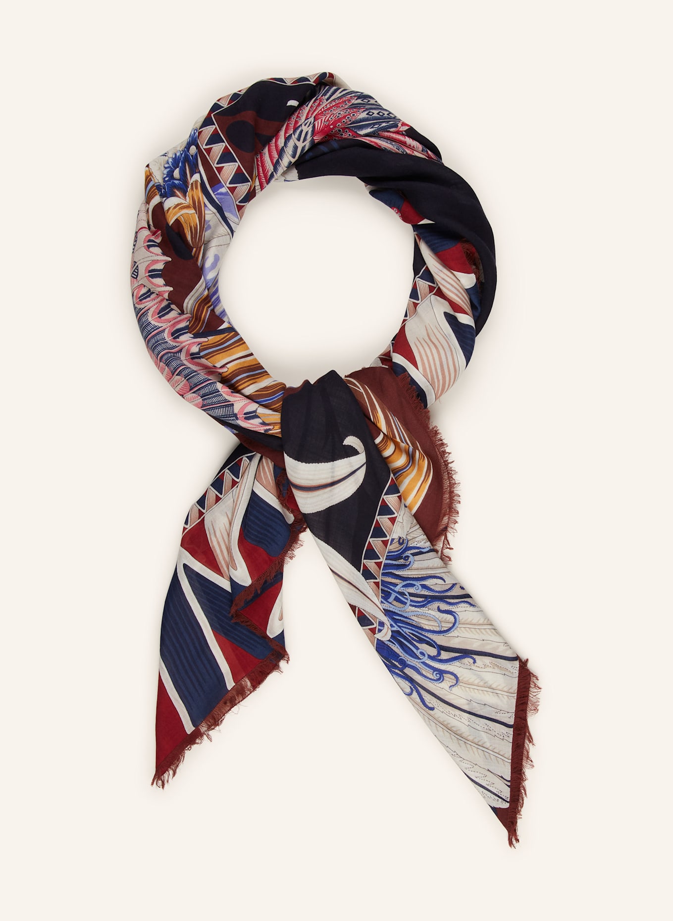 FERRAGAMO Tuch GIADAFLY: DUNKELBLAU / DUNKELROT / CREME