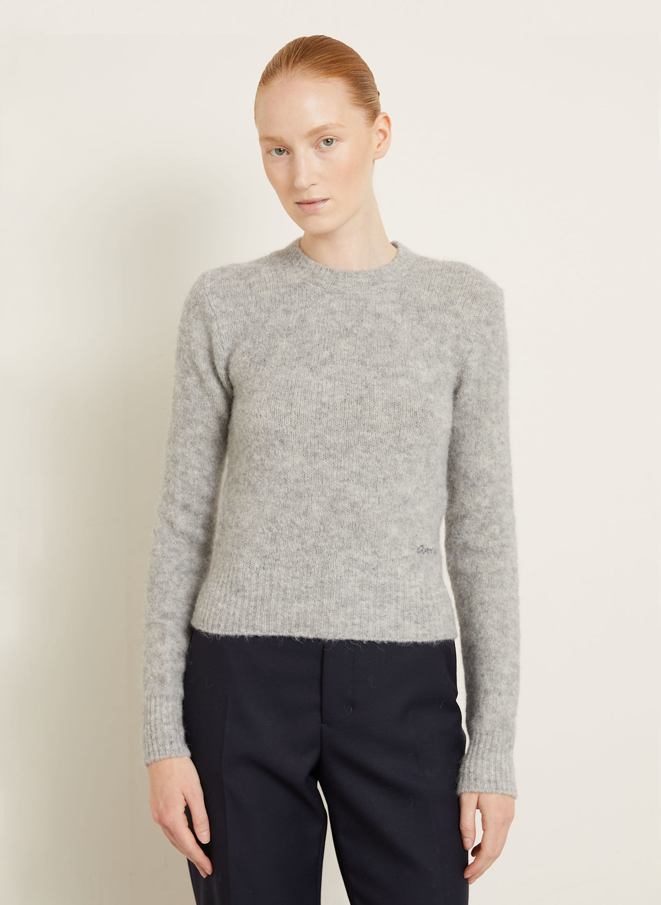 AMI PARIS Pullover mit Merinowolle und Alpaka: GRAU
