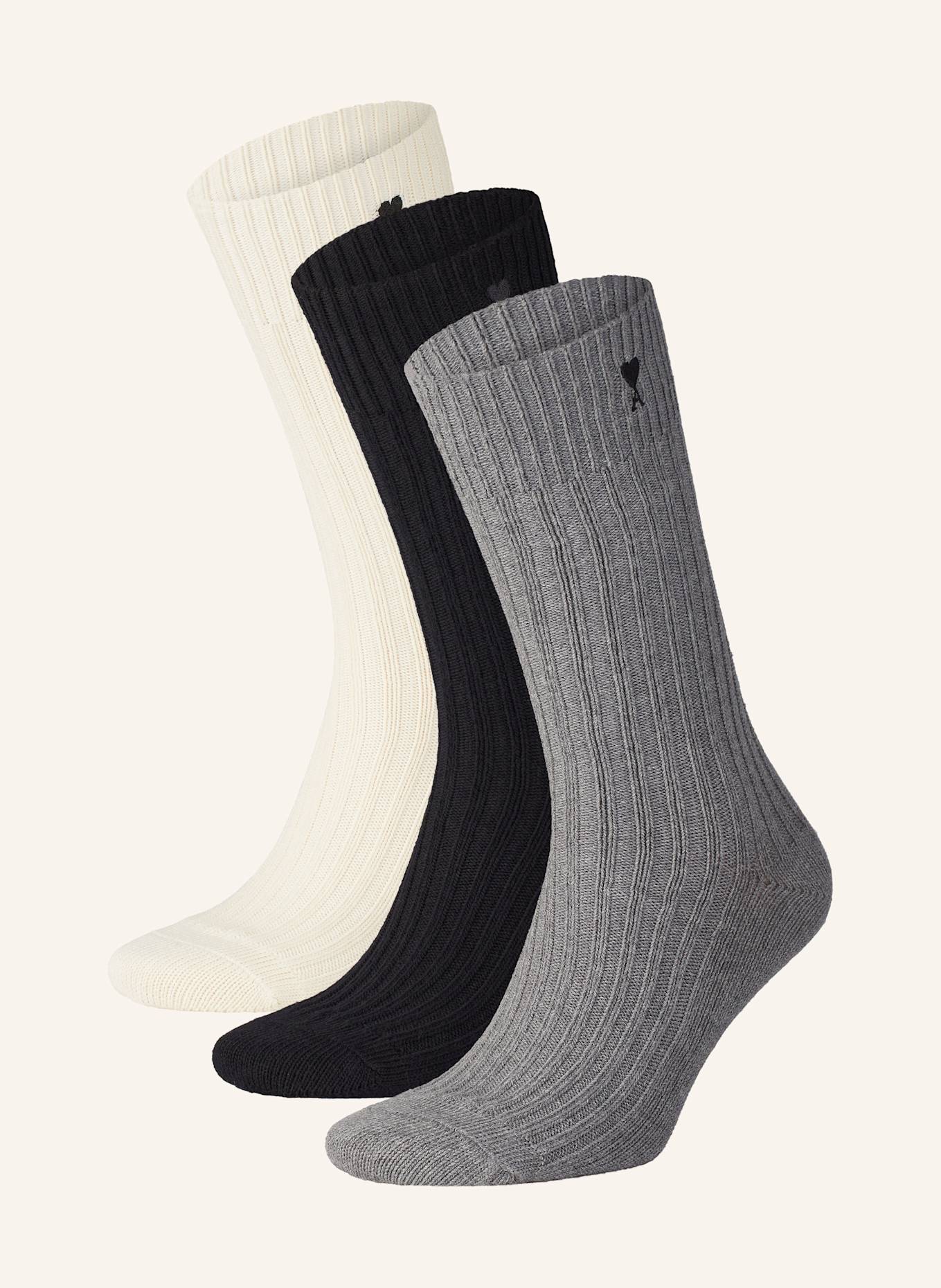 AMI PARIS 3er-Pack Strümpfe: ECRU / SCHWARZ / GRAU