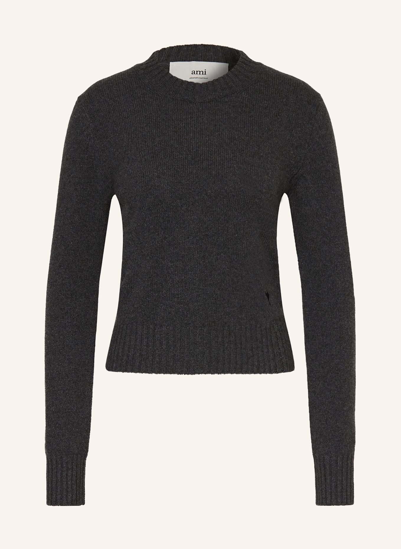 AMI PARIS Cashmere-Pullover: DUNKELGRAU