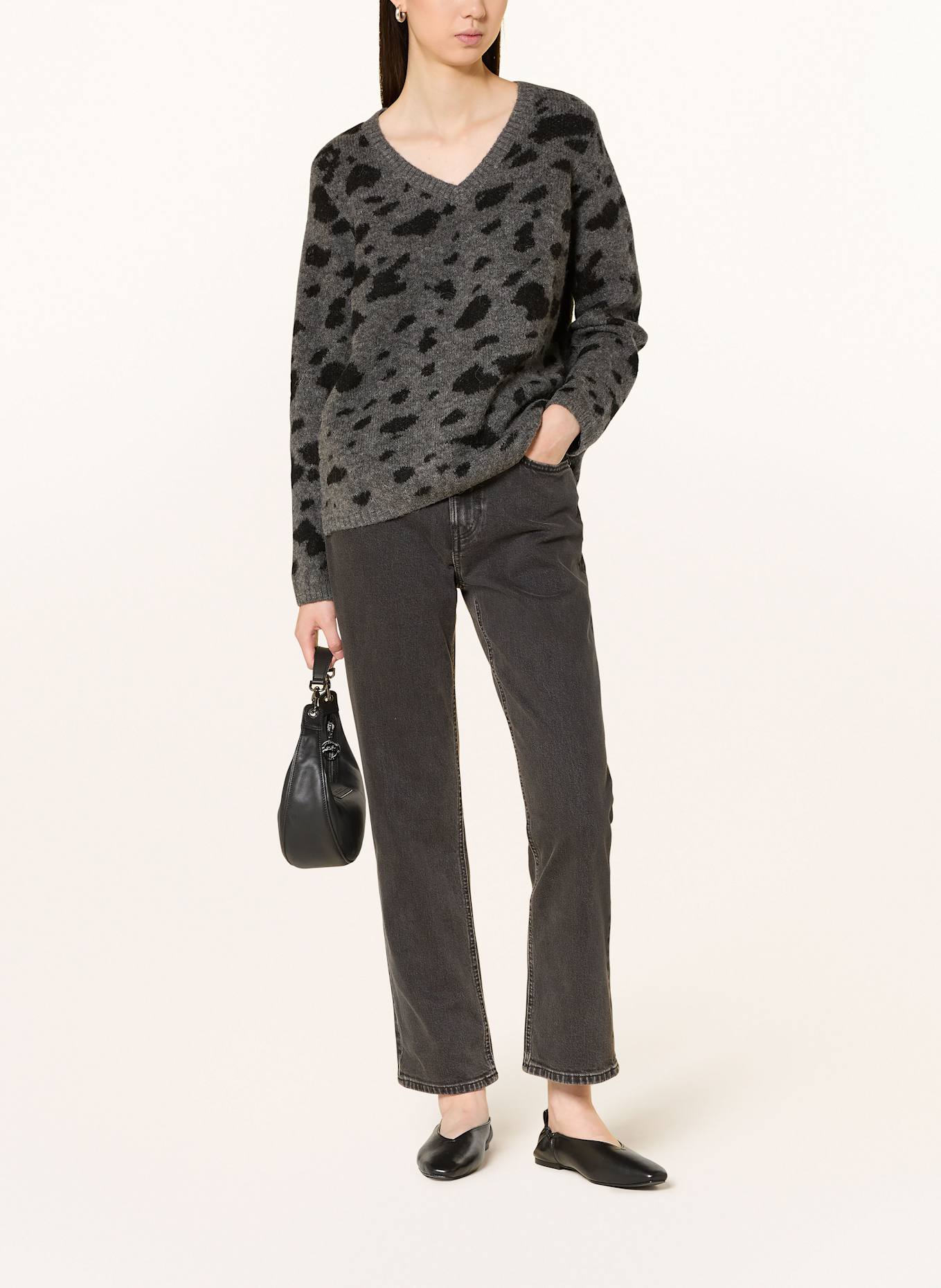 YERSE Pullover LEO mit Alpaka: GRAU / SCHWARZ