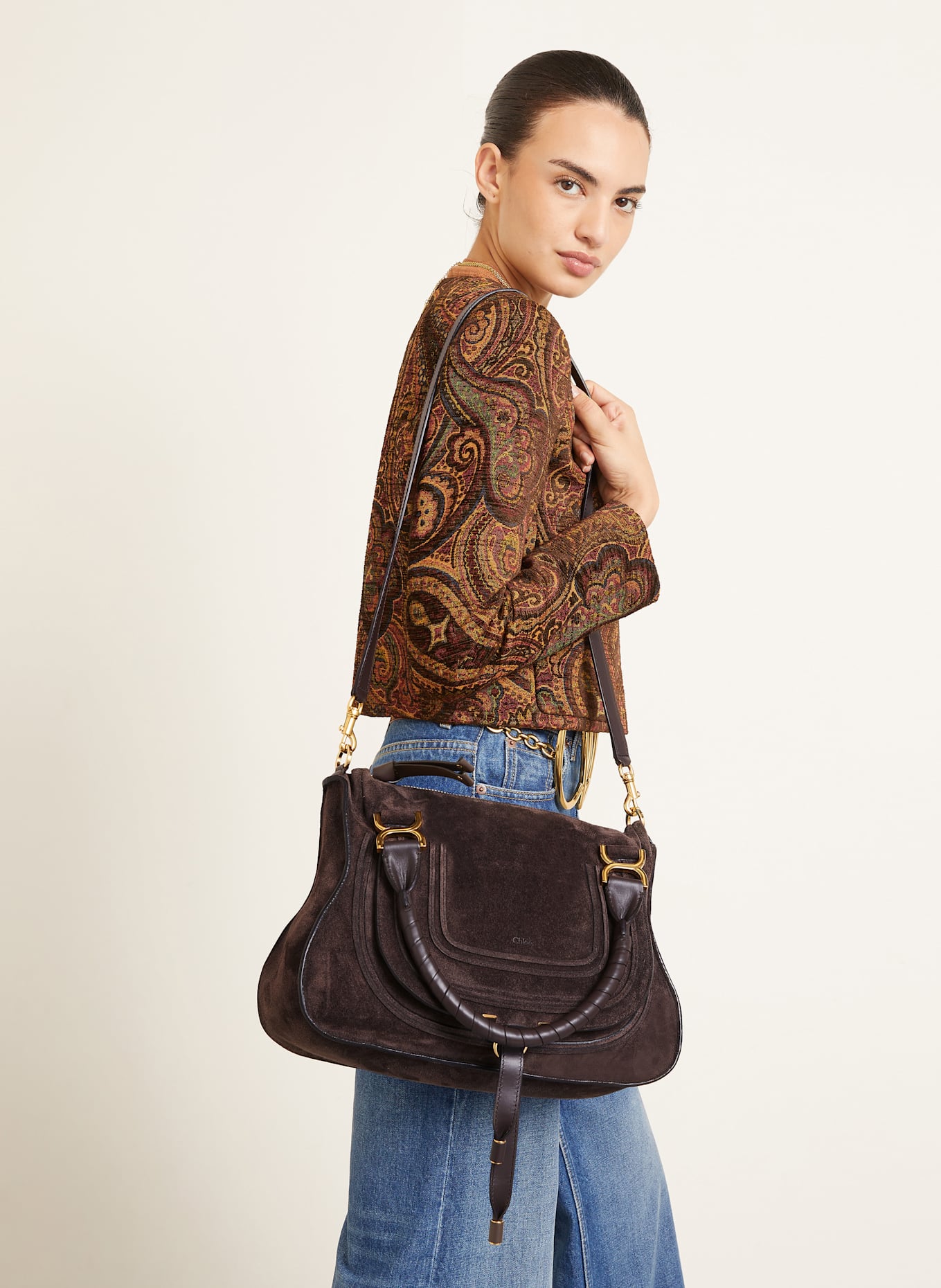 Chloé Torba na ramię MARCIE: CIEMNOBRĄZOWY