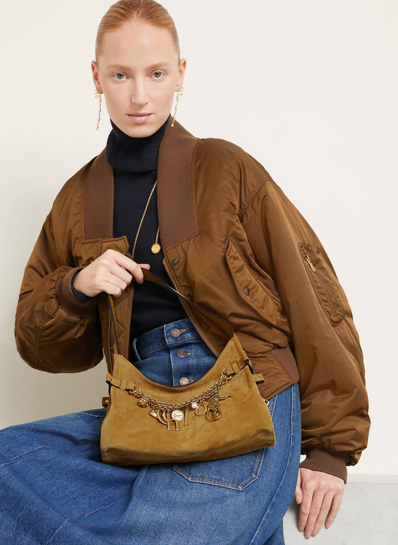 Chloé Torebka CHARMS: GOLD KHAKI