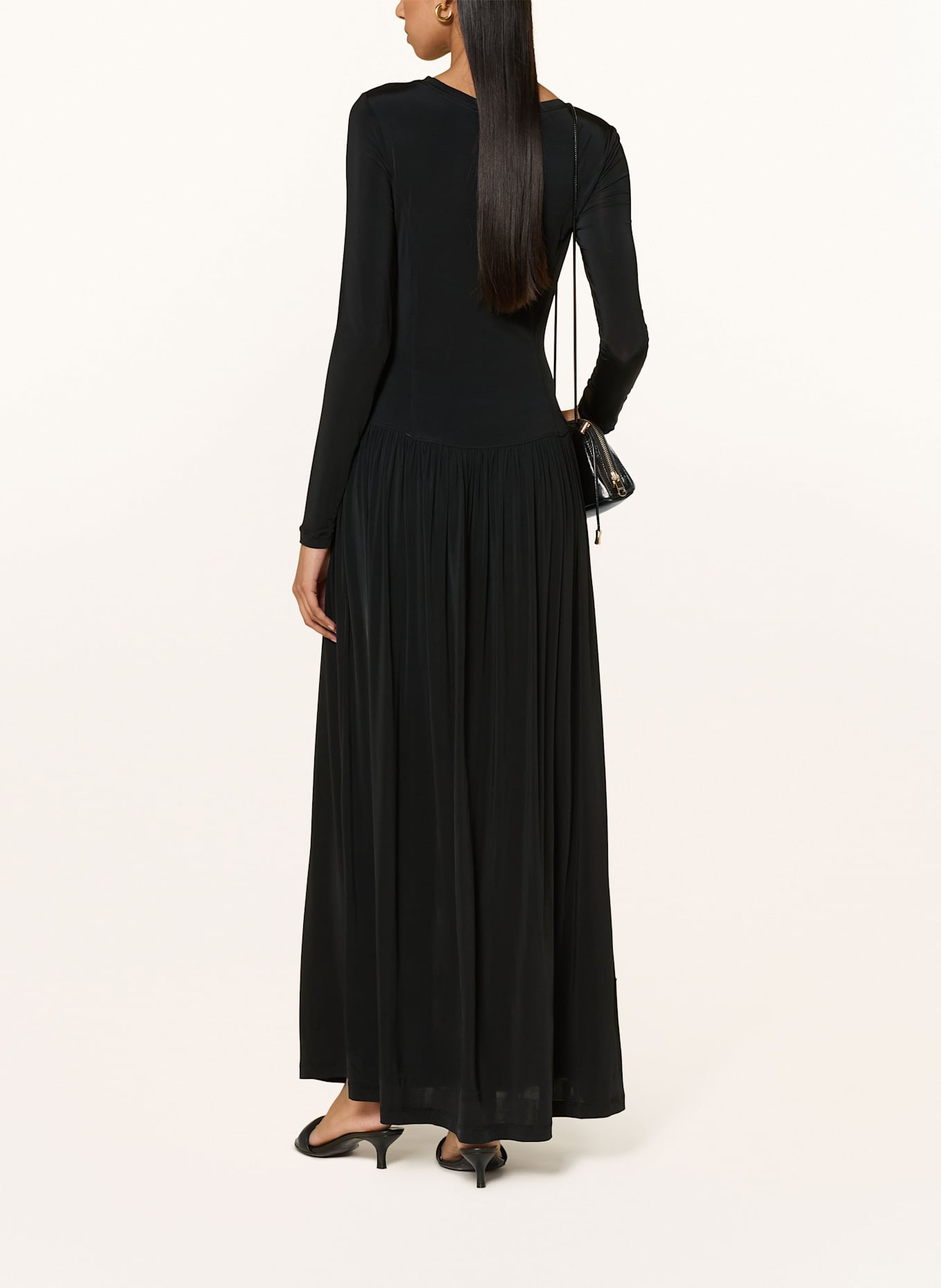 ULLA JOHNSON Jerseykleid AMAL mit Plissees: SCHWARZ