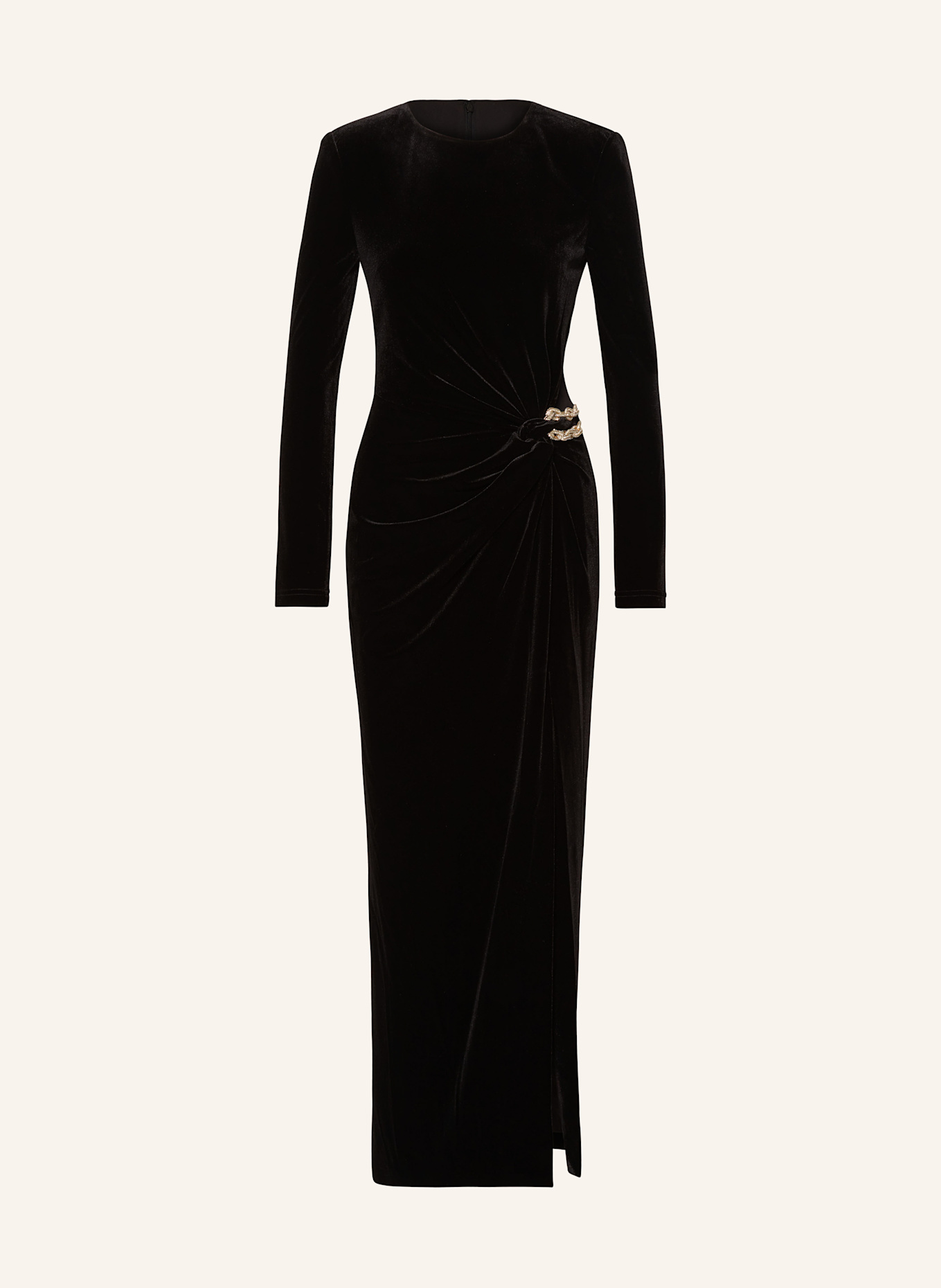 self-portrait Samtkleid mit Cut-out: SCHWARZ
