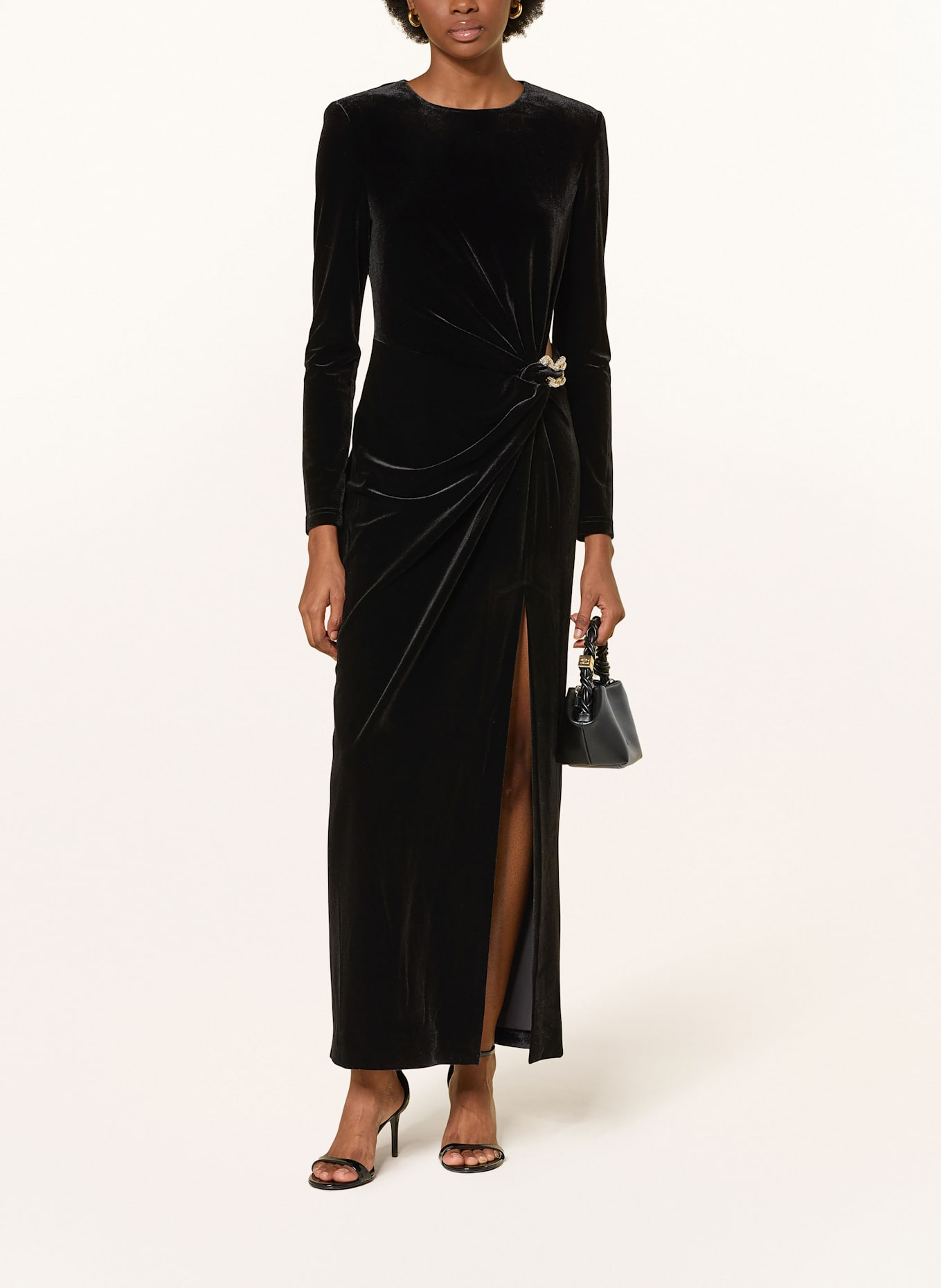 self-portrait Samtkleid mit Cut-out: SCHWARZ