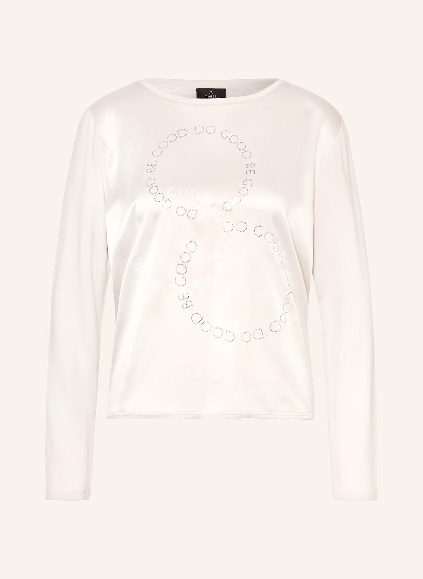 monari Longsleeve im Materialmix mit Schmucksteinen: CREME