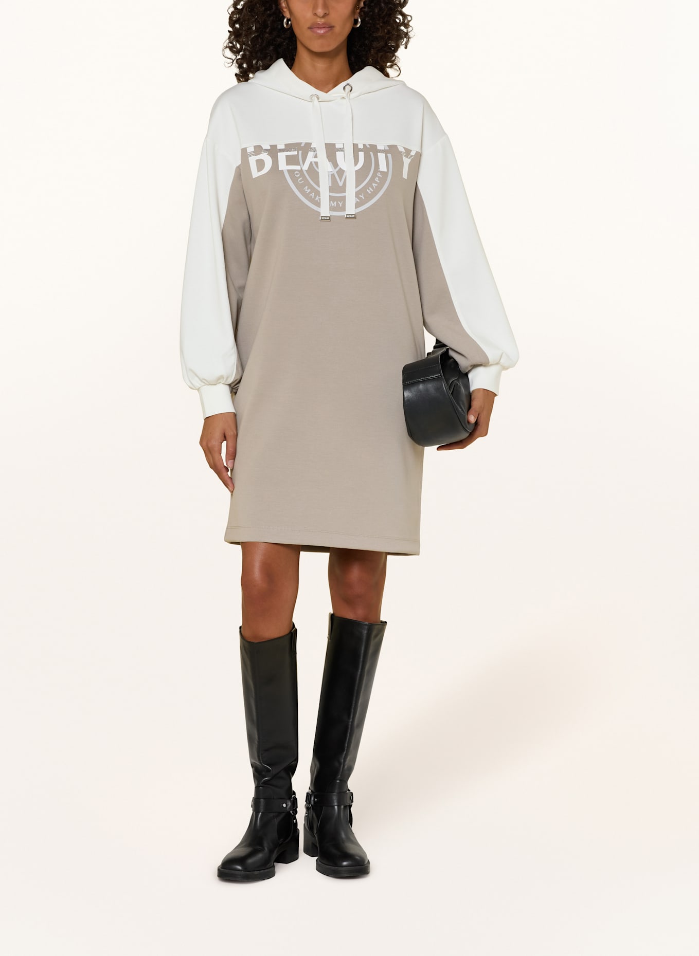 monari Sweatkleid mit Schmucksteinen: ECRU / BEIGE