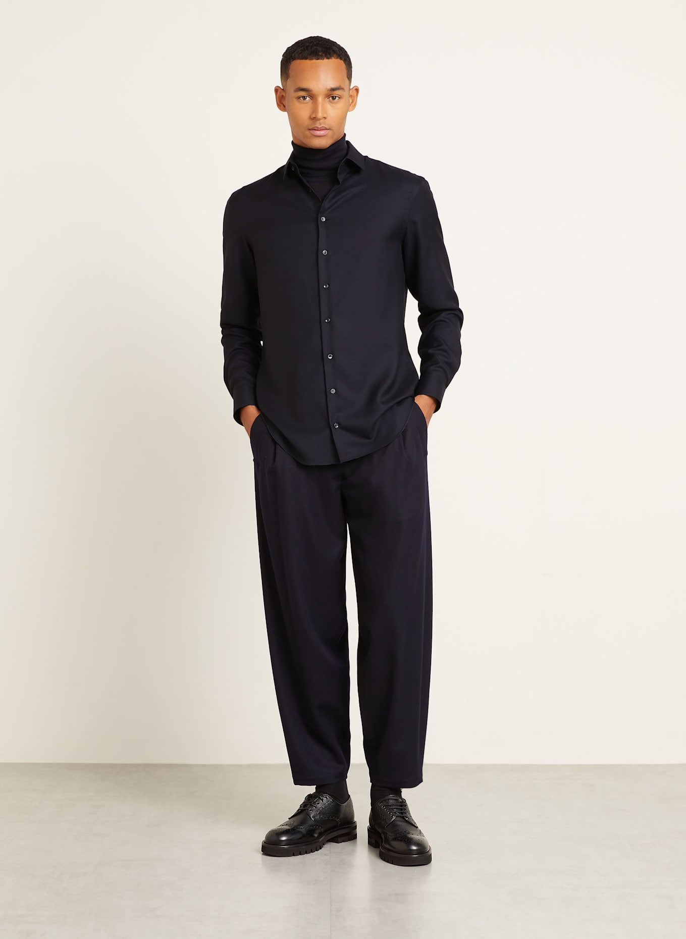 GIORGIO ARMANI Cashmere-Hemd Regular Fit: DUNKELBLAU