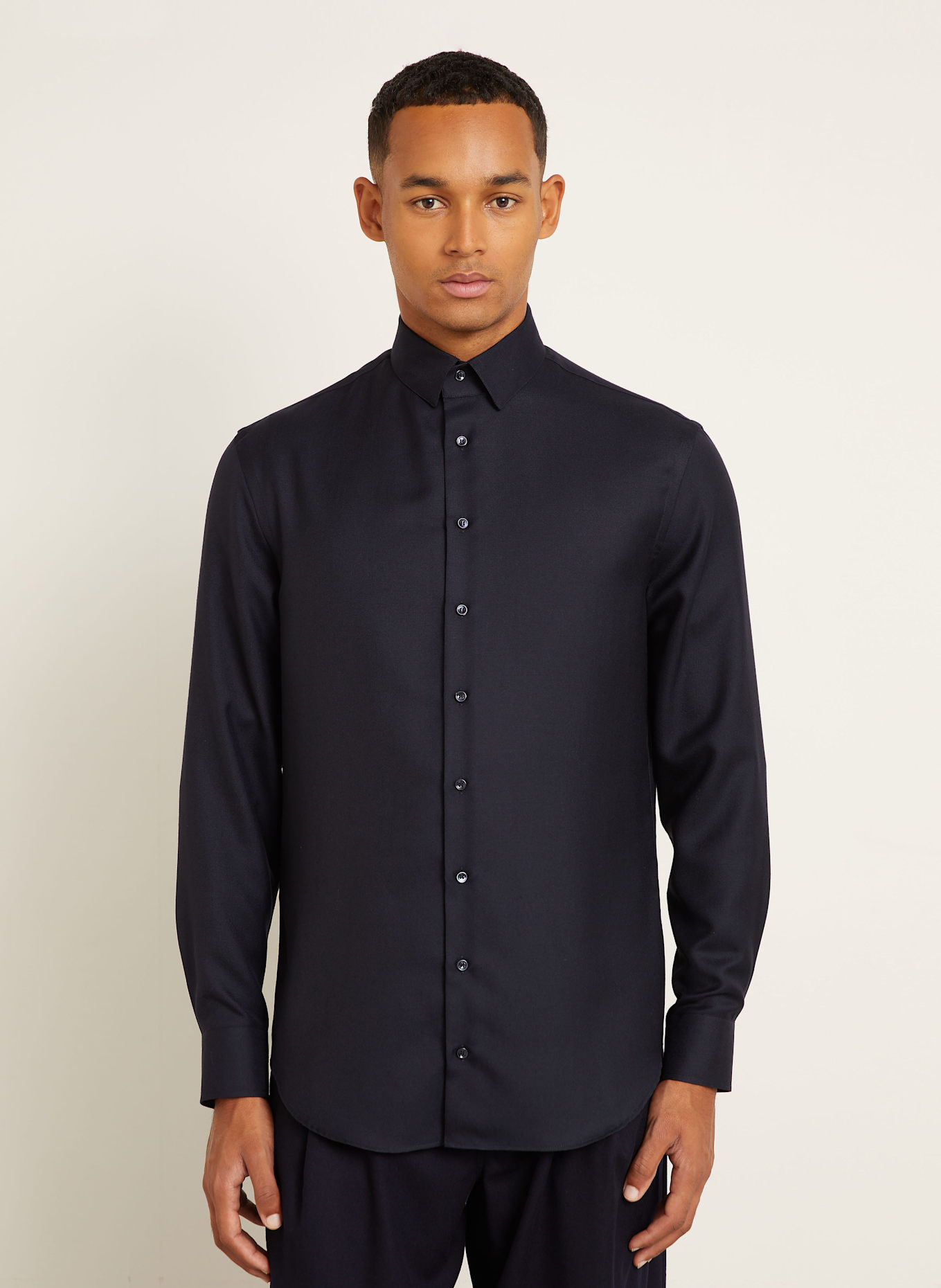 GIORGIO ARMANI Cashmere-Hemd Regular Fit: DUNKELBLAU