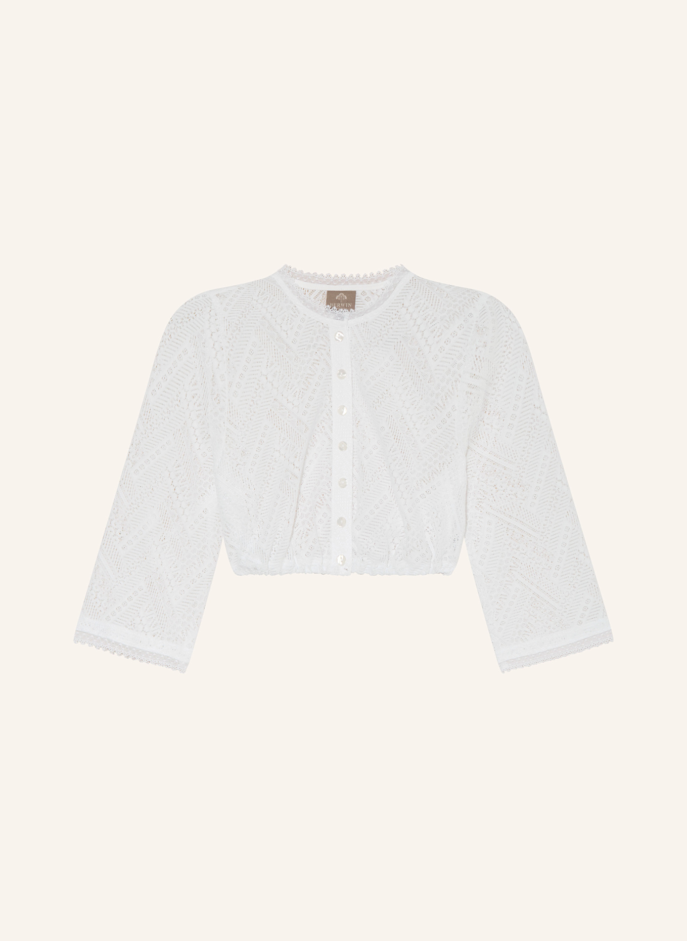BERWIN & WOLFF Dirndl blouse made of lace with 3/4 sleeves: WHITE