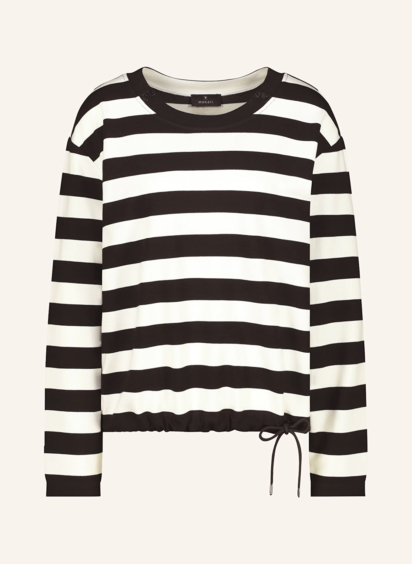 monari Sweatshirt mit Schmucksteinen: SCHWARZ / WEISS